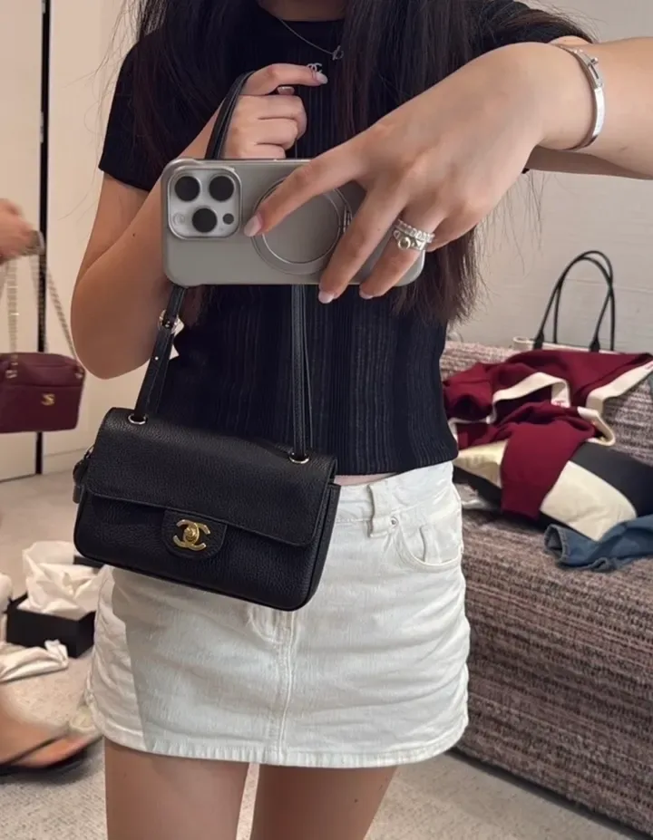 Chanel Glossy Mini Flap Shoulder Bag in Black · view 1