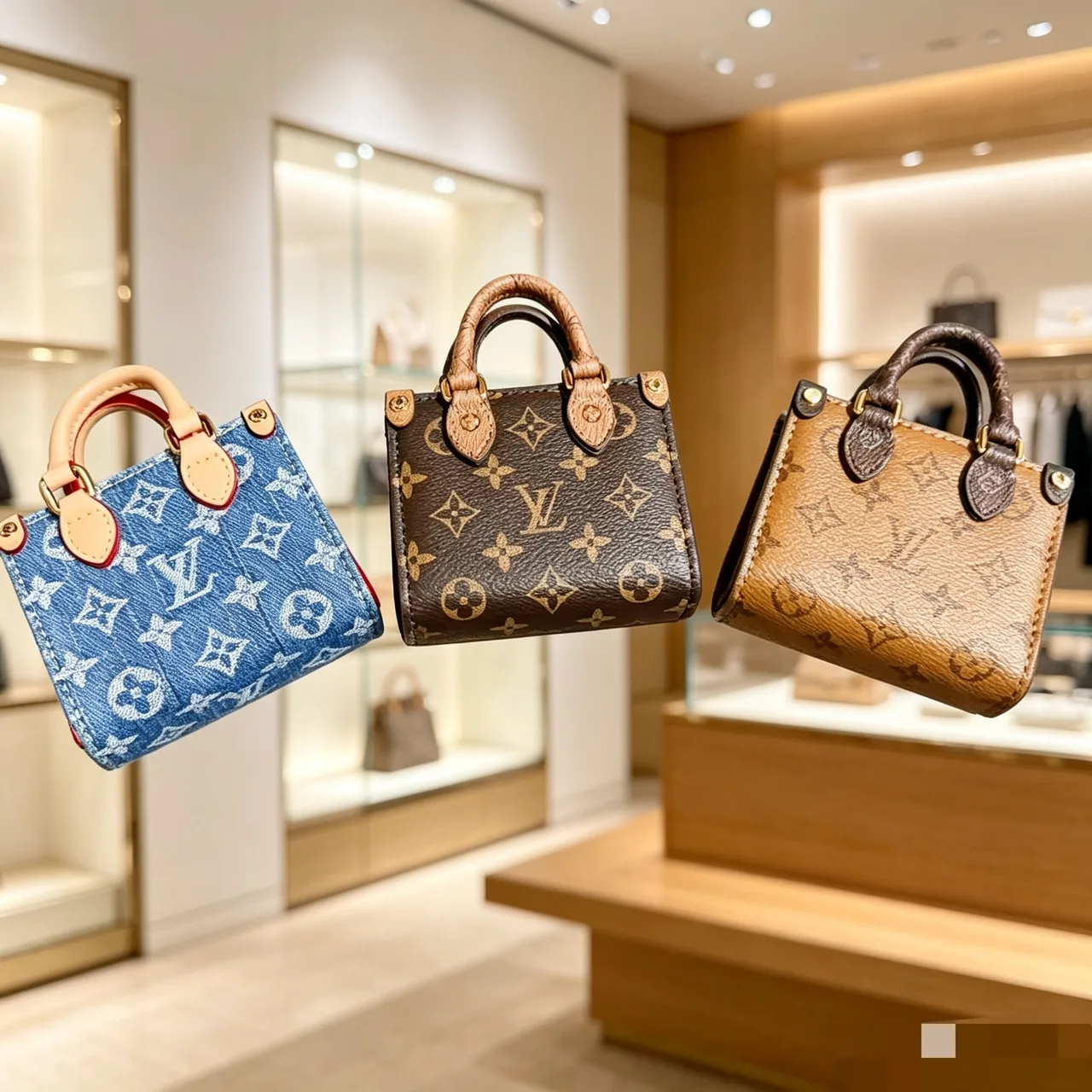 Louis Vuitton On My Side Mini Bag in Blue & Brown & Tan · view 3