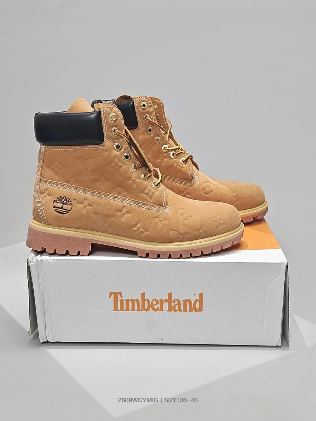 Timberland Lace-Up Boots in Black & Tan · view 2