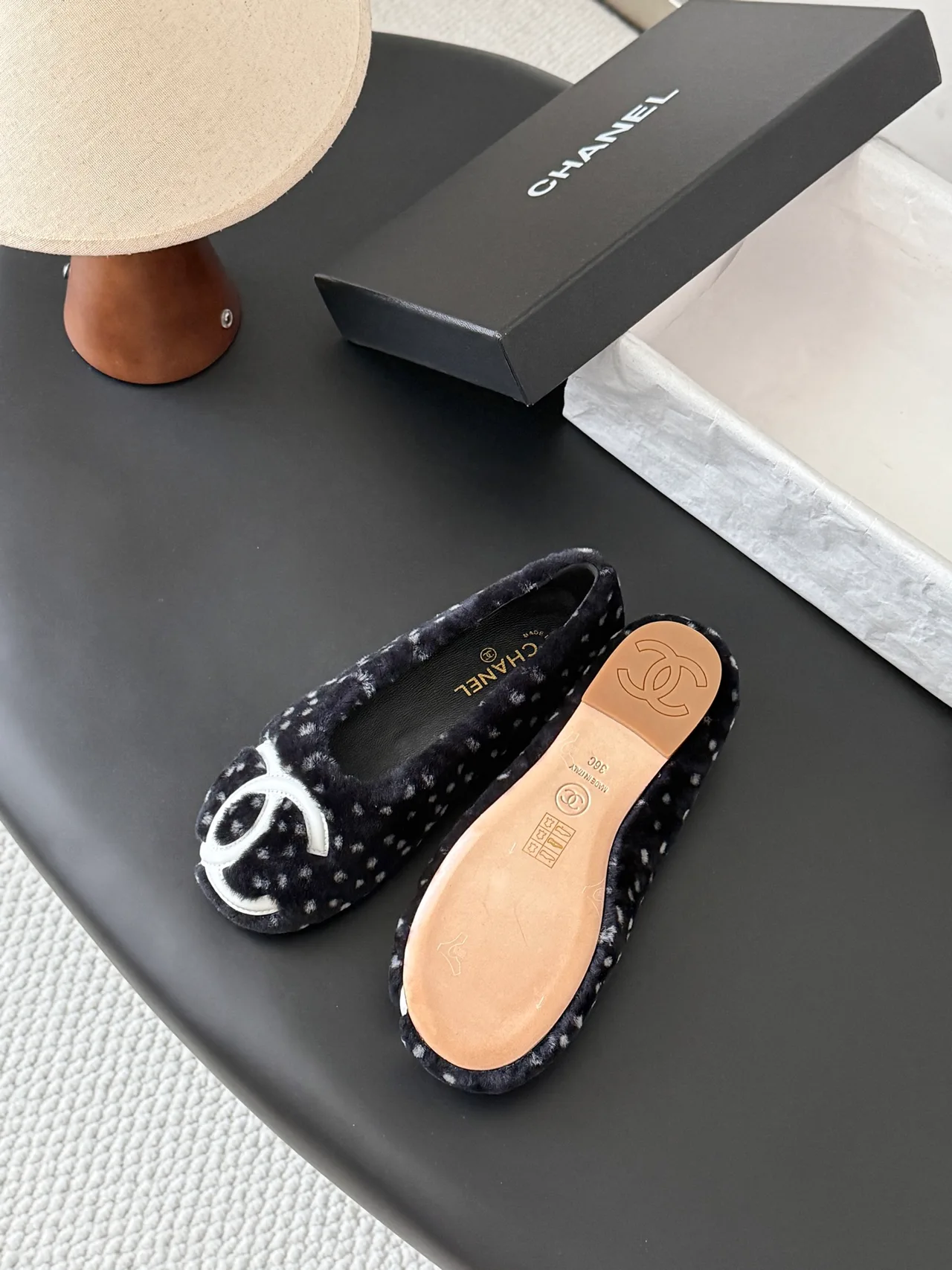 Chanel Wool Flats in Black · view 8