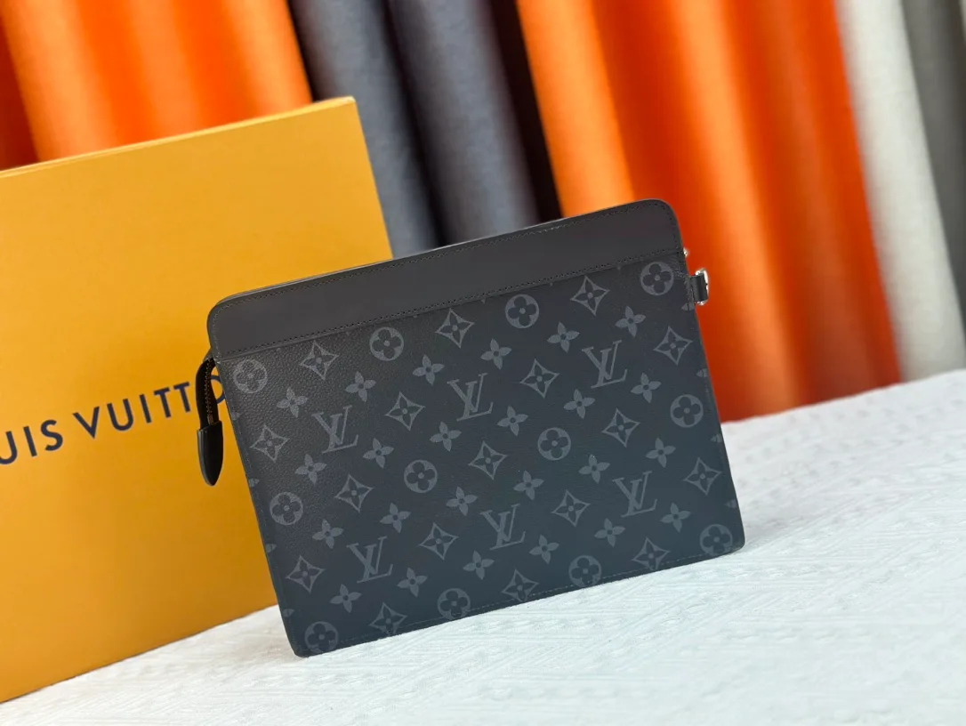 Louis Vuitton Canvas Monogram Clutch in Grey · view 3