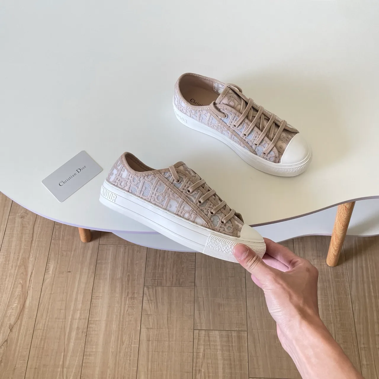 Dior Leather Smooth Sneakers in Beige · view 5