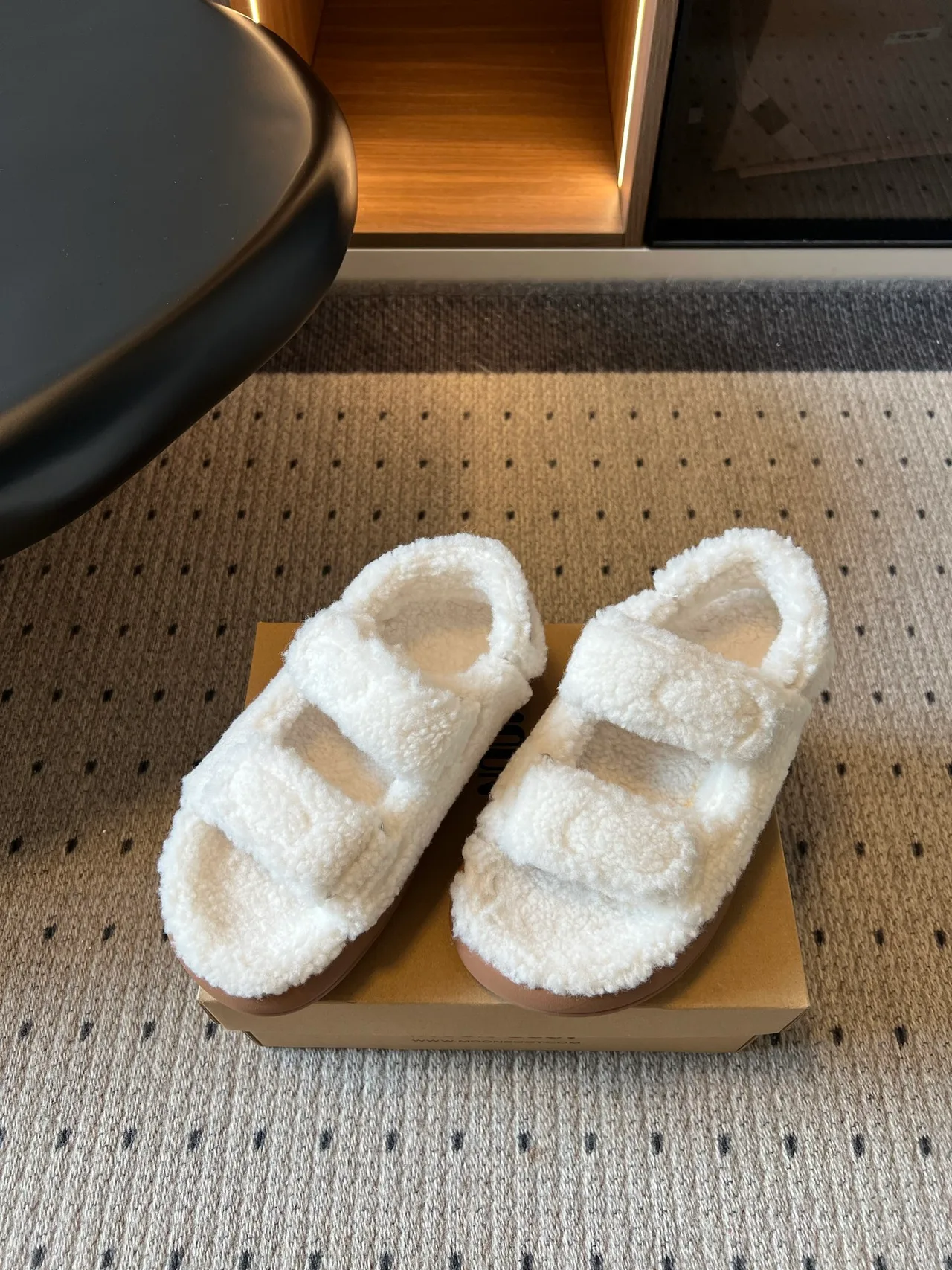 Moon Boot Fleece Platform Slippers in Cream · view 2