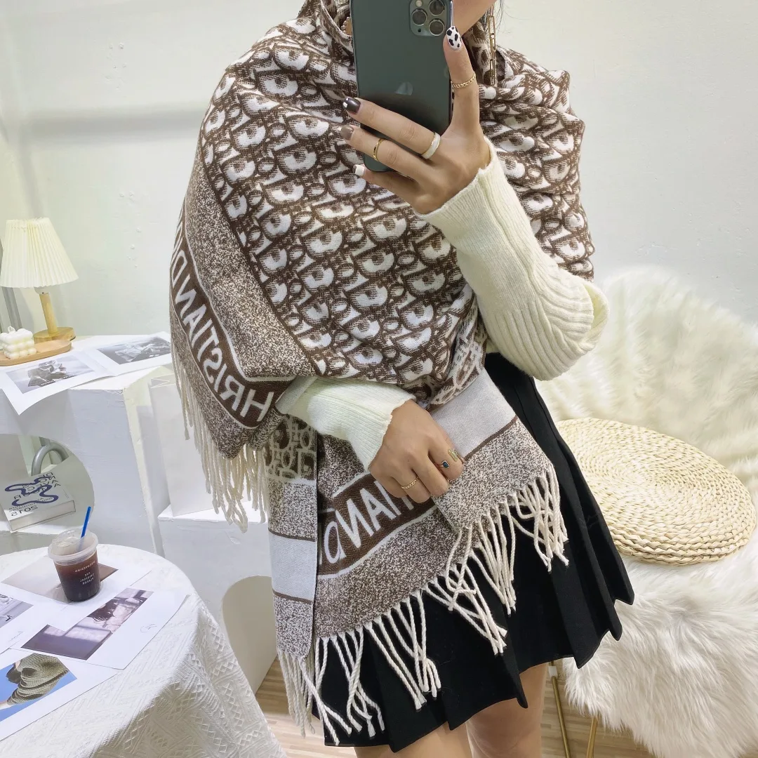 Dior Oblique Fringe Scarf in Brown / Red / Black / Grey · view 8