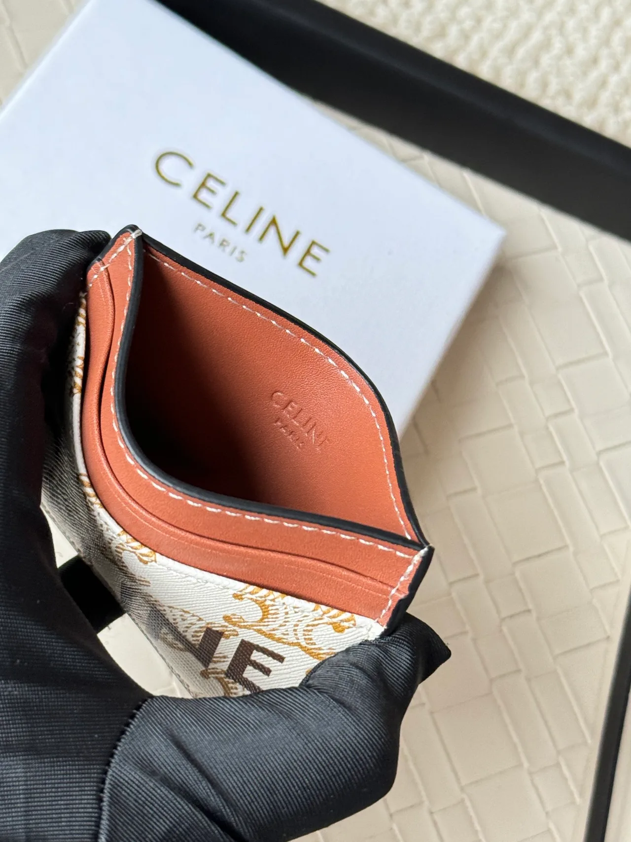 Celine Zip Cardholder in White · view 6
