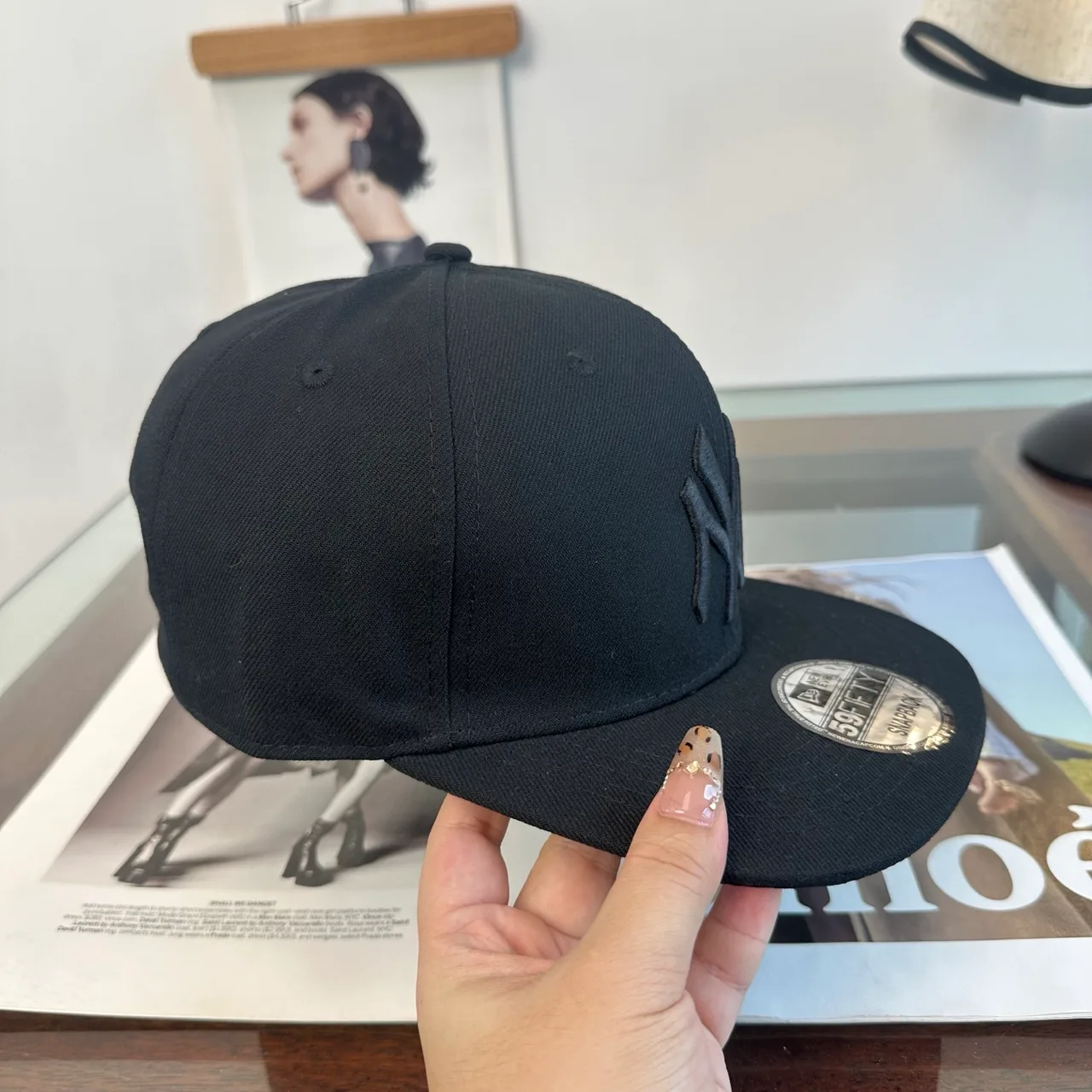 New Era Embroidered Baseball Cap in Black · view 6
