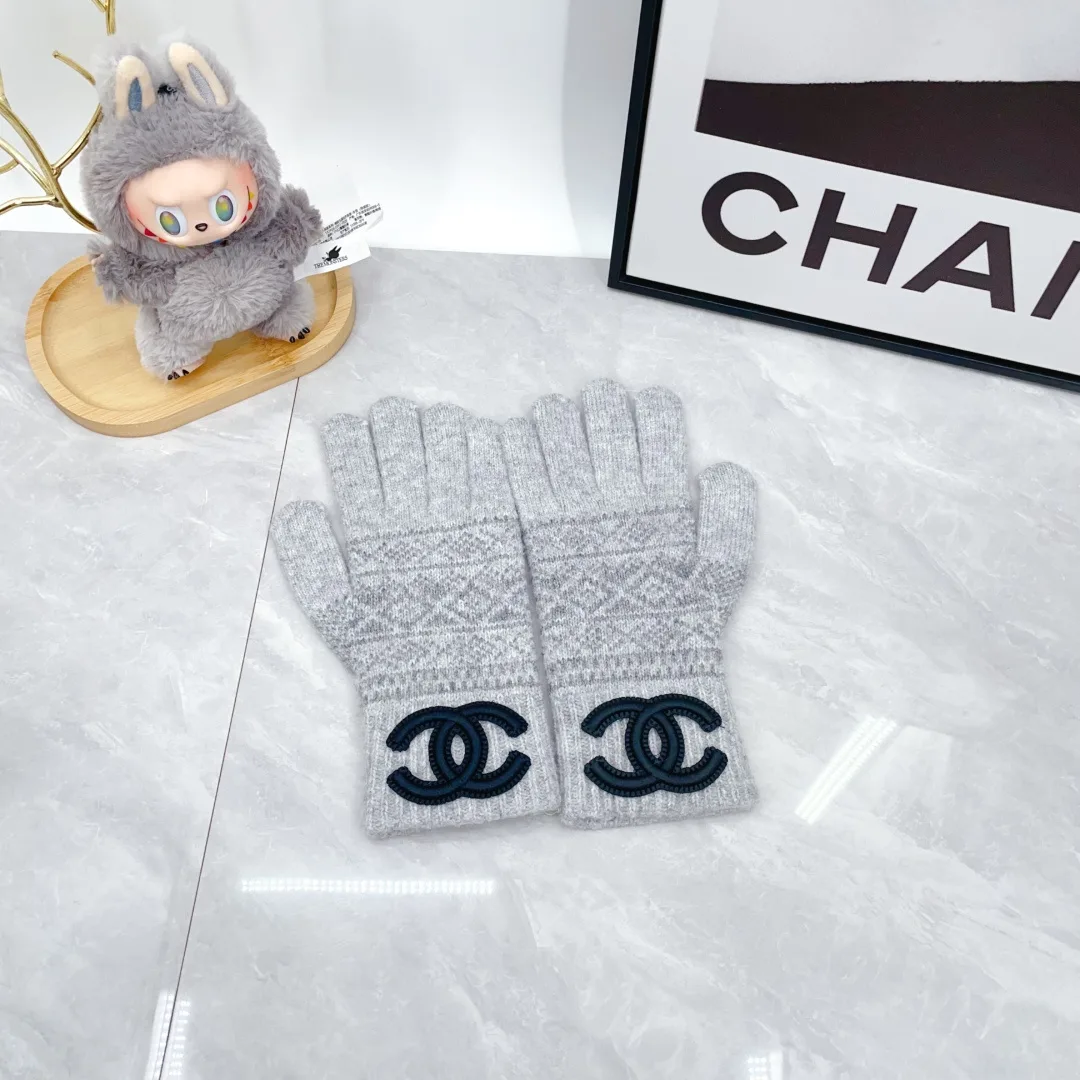 Chanel 50% Wool 50% Acrylic 3-Piece Set (Hat, Scarf & Gloves) in Grey · view 7