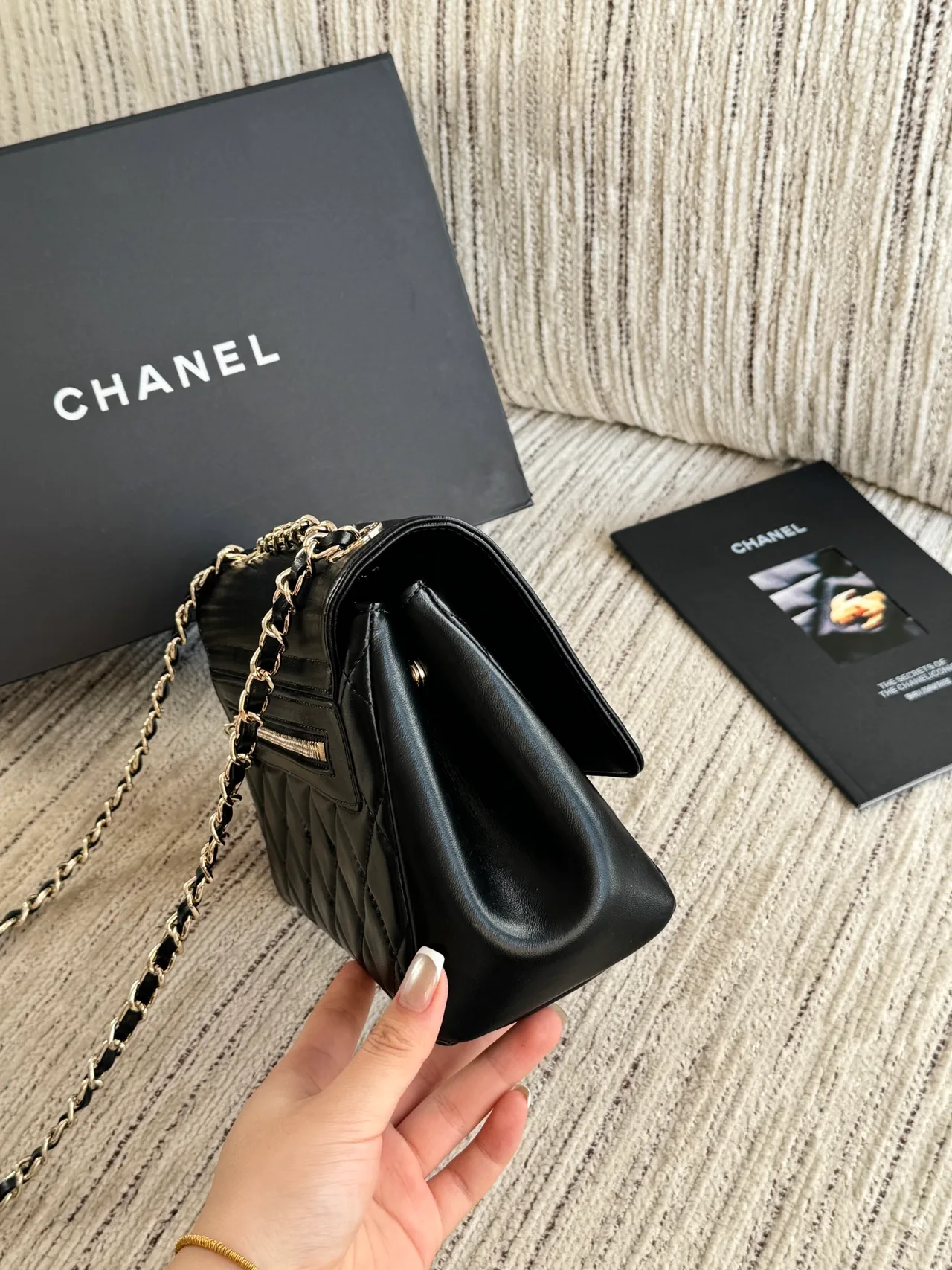 Chanel Quilted Hobo Clutch in Black · view 3