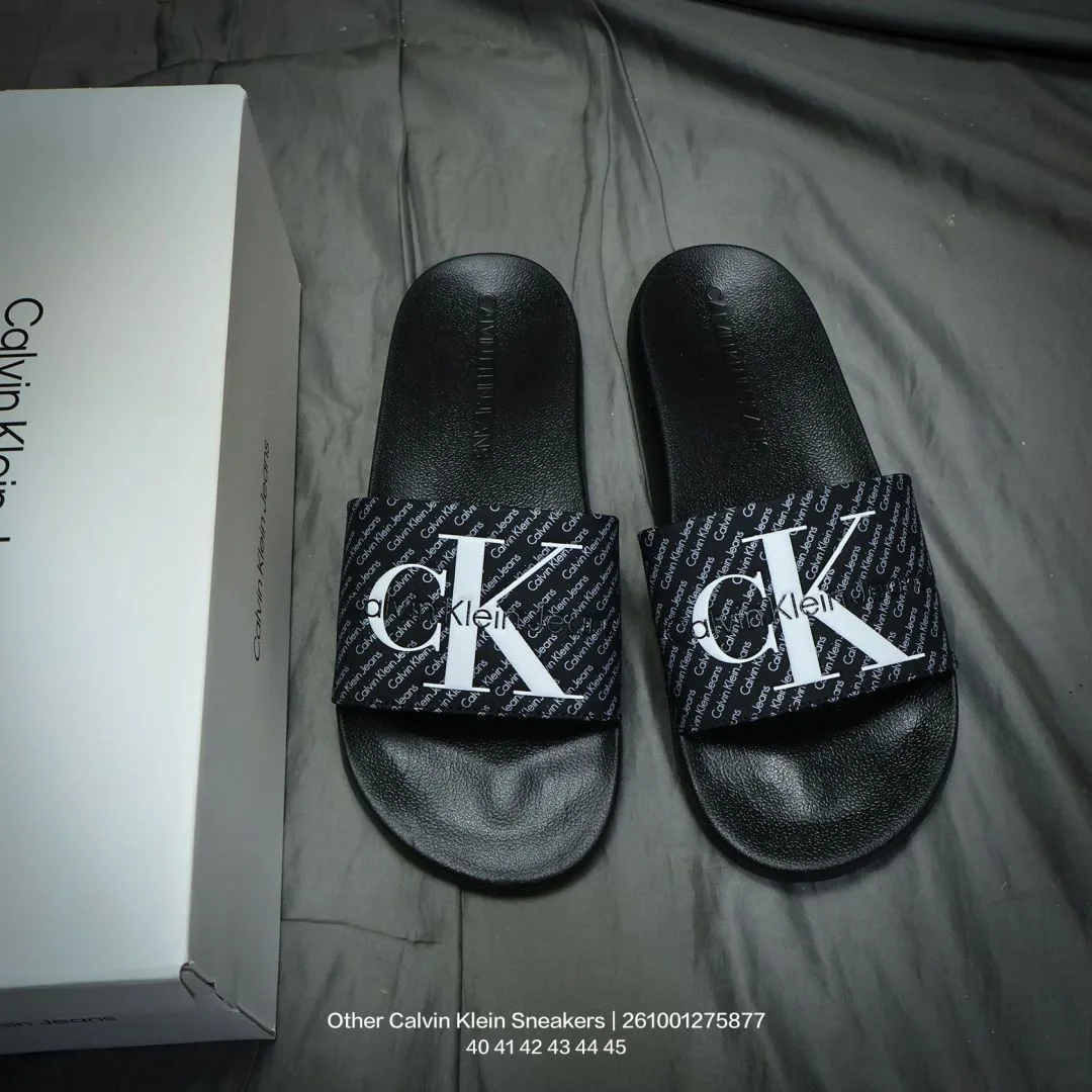 Calvin Klein CK Logo Slides in Black · view 4