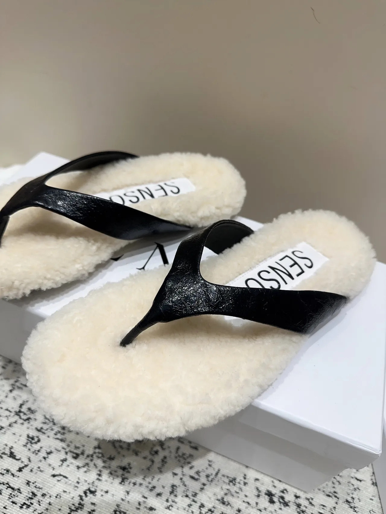 Senso Fur Flip-Flops in White · view 3