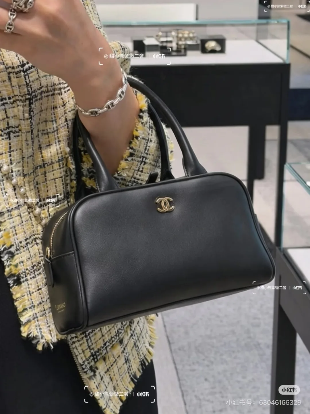 Chanel Glossy Bowling Bag in Black · view 2