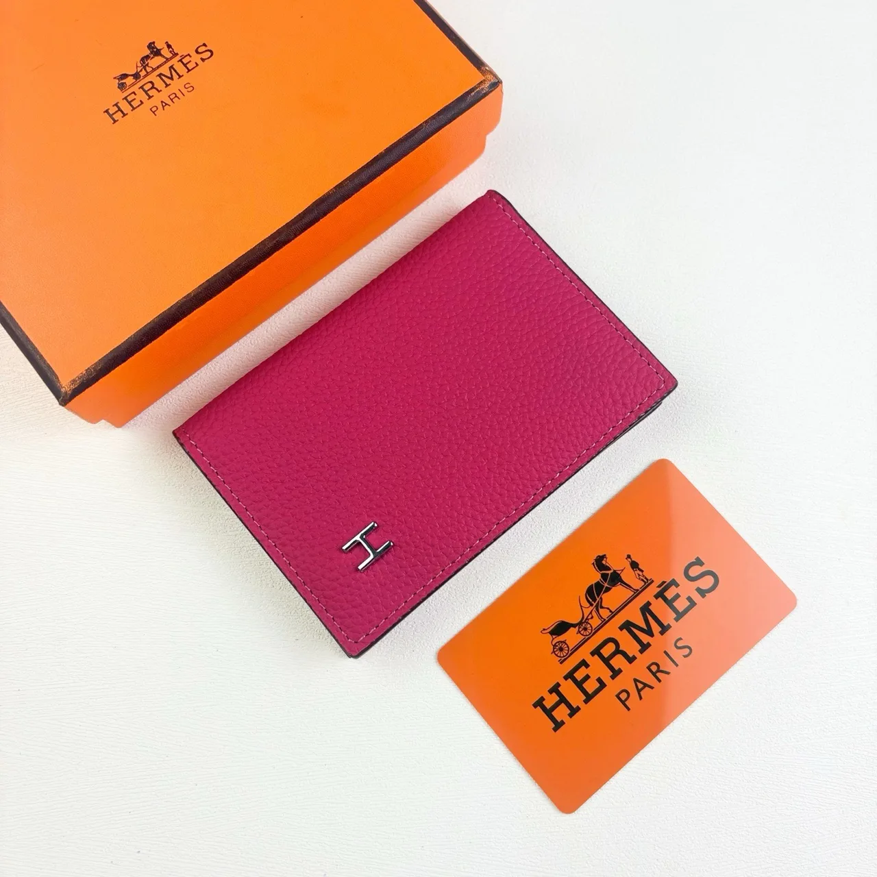Hermes Cardholder in Blue & Pink · view 2