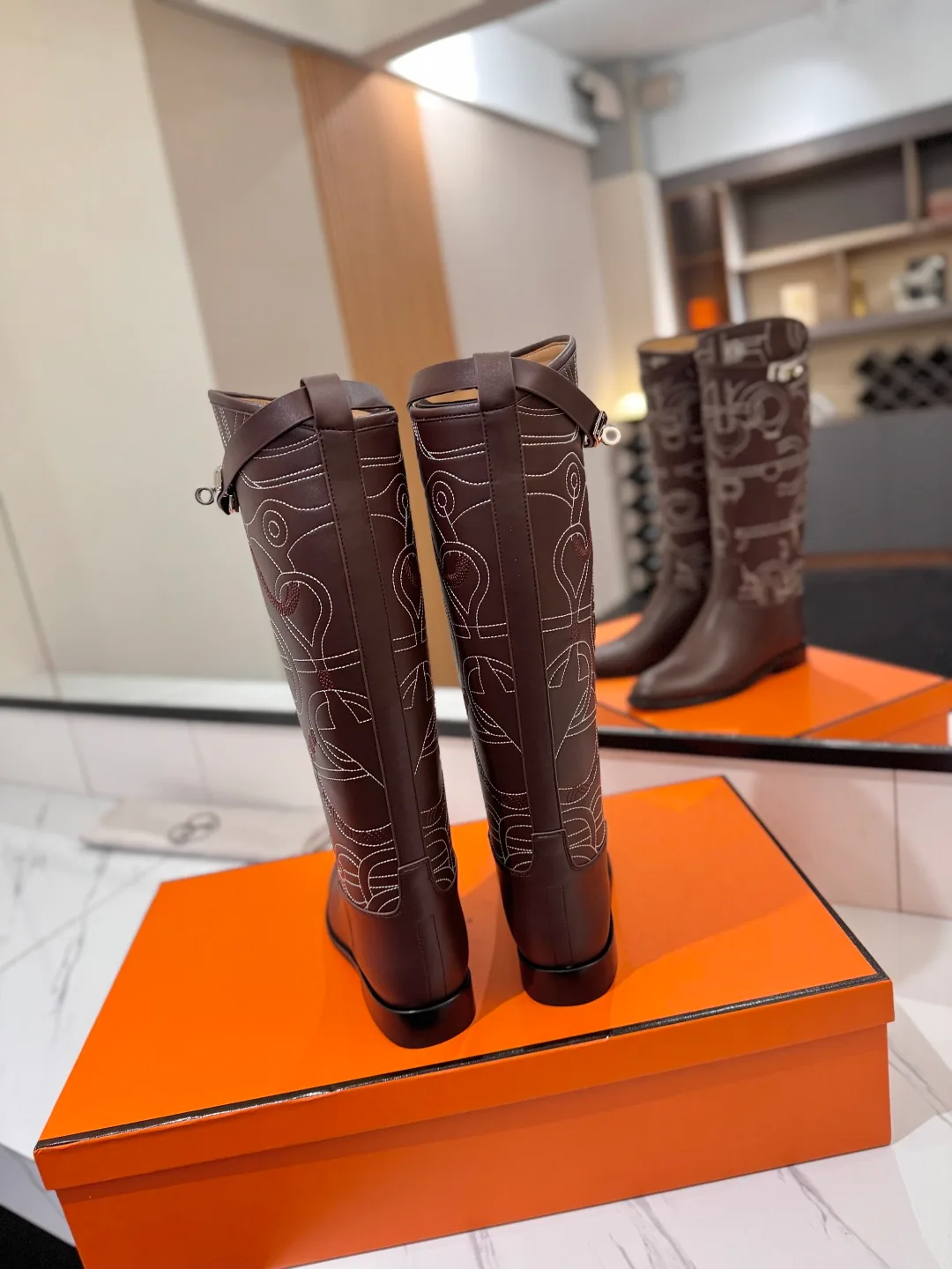Hermes Cowhide Riding Boots in Brown · view 6