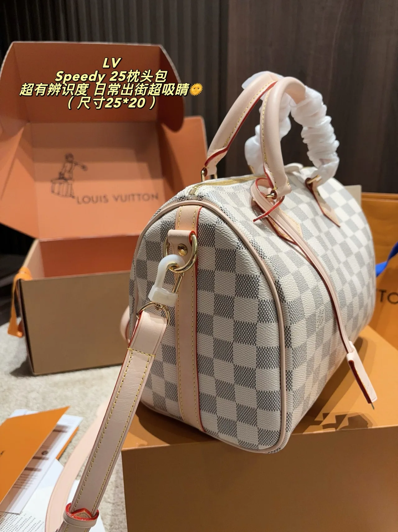 Louis Vuitton Speedy 25 Canvas Crossbody Bag in Grey · view 4