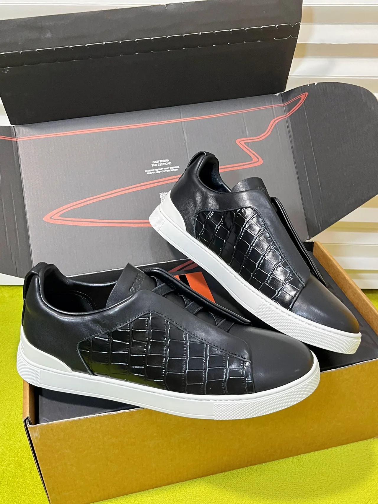 Zegna Slip-On Sneakers in Black · view 5