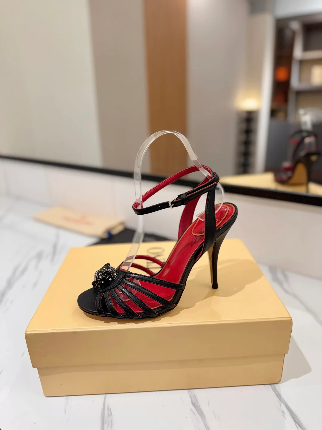 Valentino Jewel-Bow Strap Sandals in Black · view 4