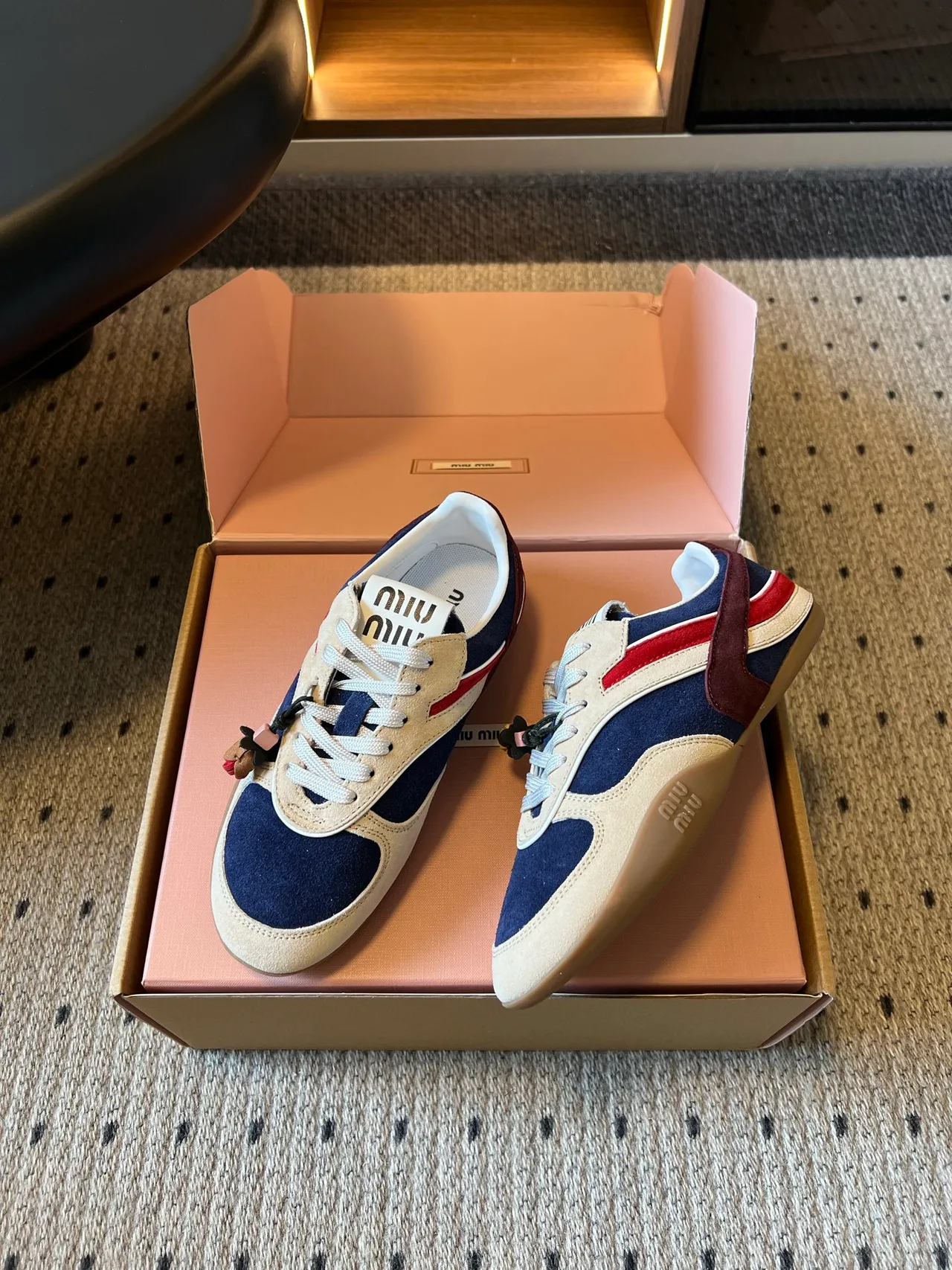 Miu Miu Round-Toe Sneakers in Blue · view 3