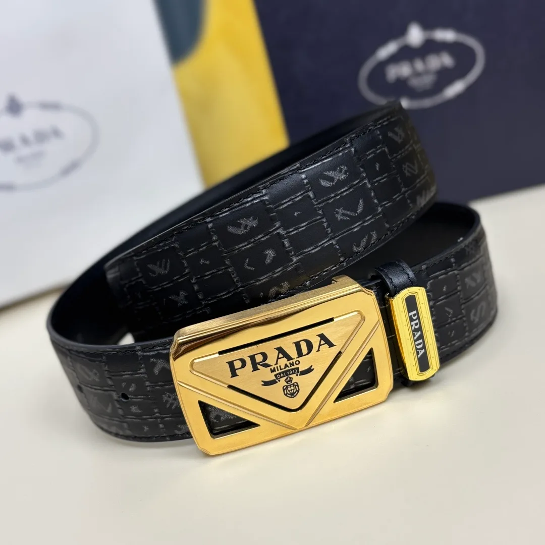 Prada Triangle Buckle Belt in Black · view 2
