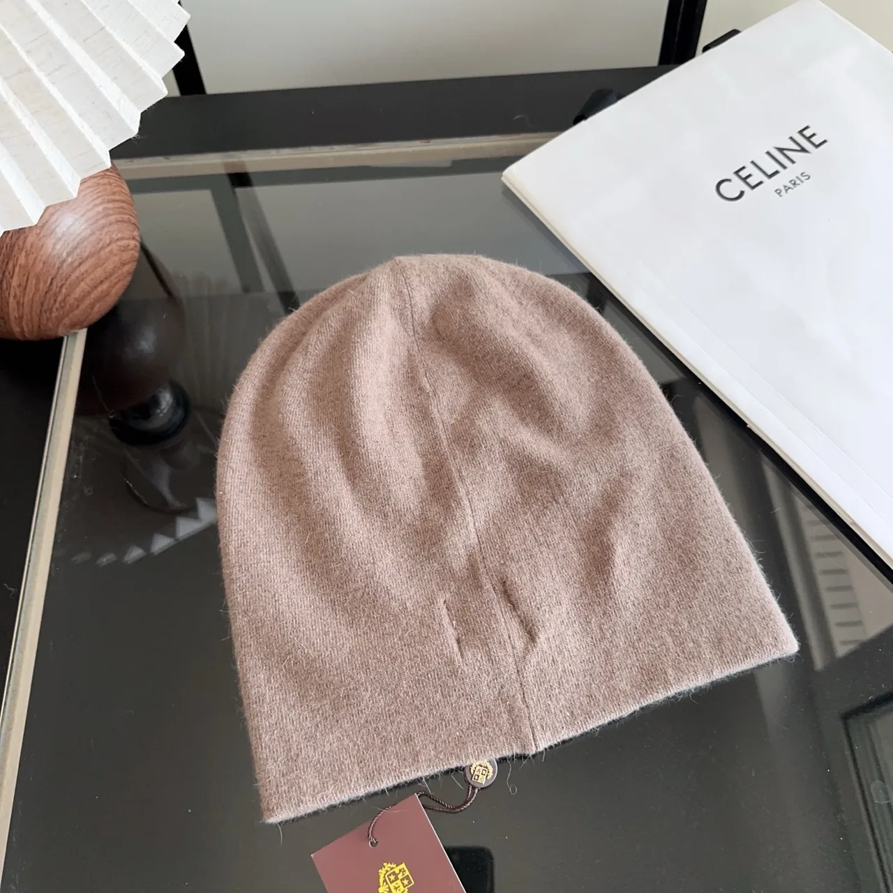 Celine Smooth Beanie in Brown · view 8