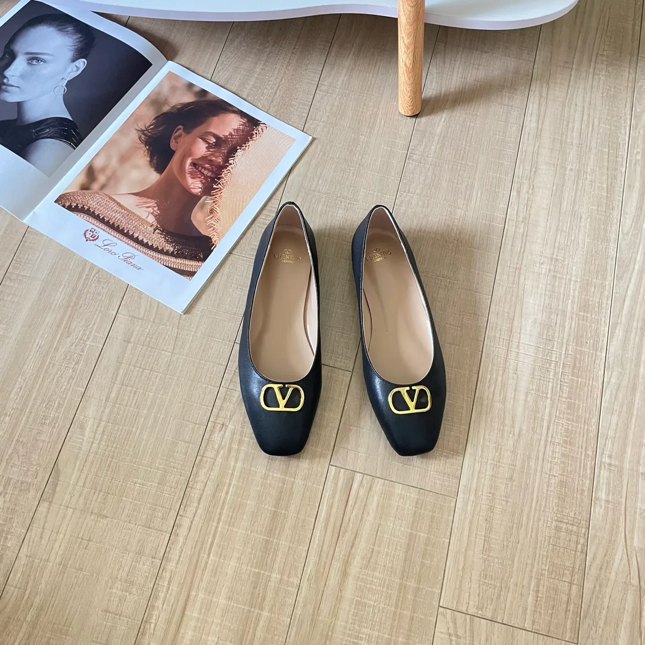 Valentino V-Logo Flats in Black & White & Gold & Silver · view 1