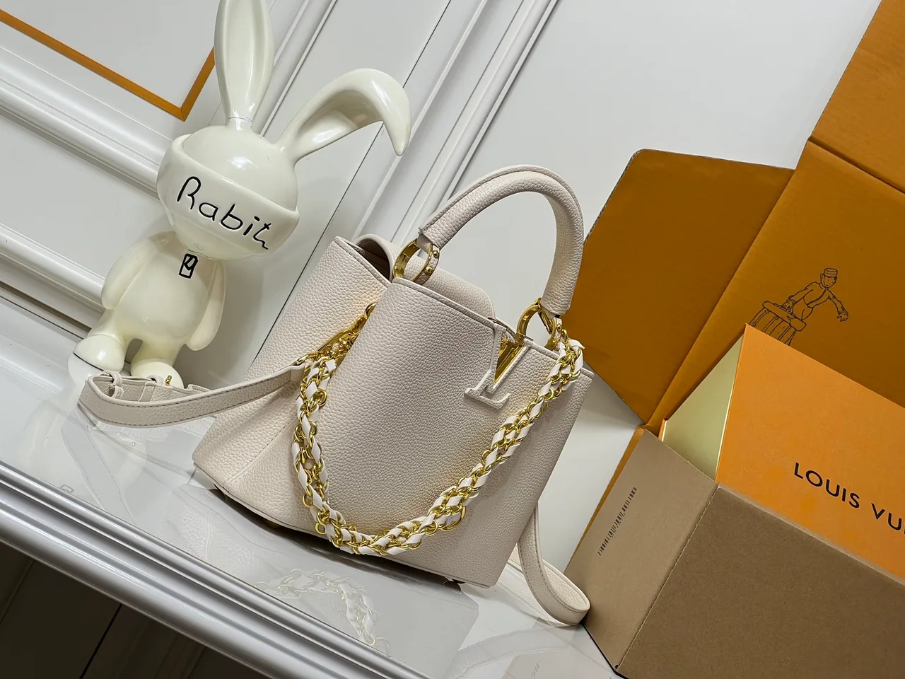 Louis Vuitton Cowhide Top-Handle Bag in White · view 2