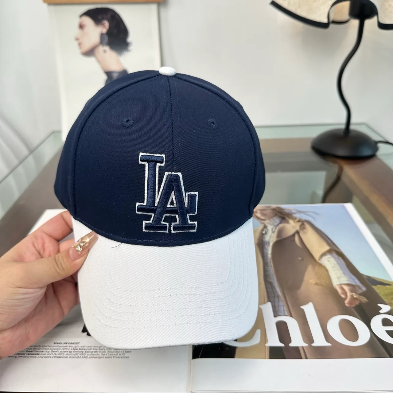 LA Letter Colorblock Baseball Cap in Grey & Brown & Black & Blue · view 5