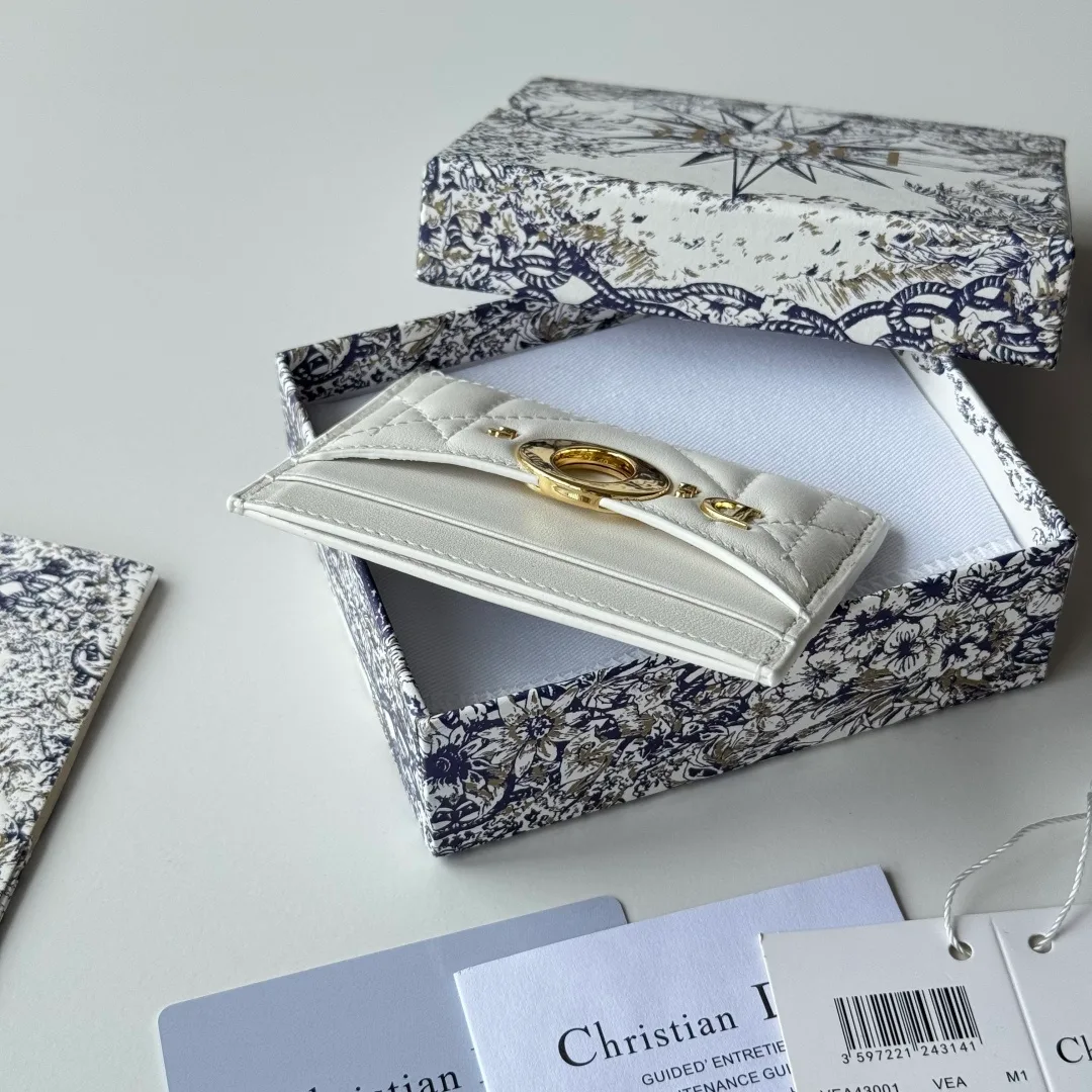 Dior Lambskin Quilted Cardholder in White · view 7