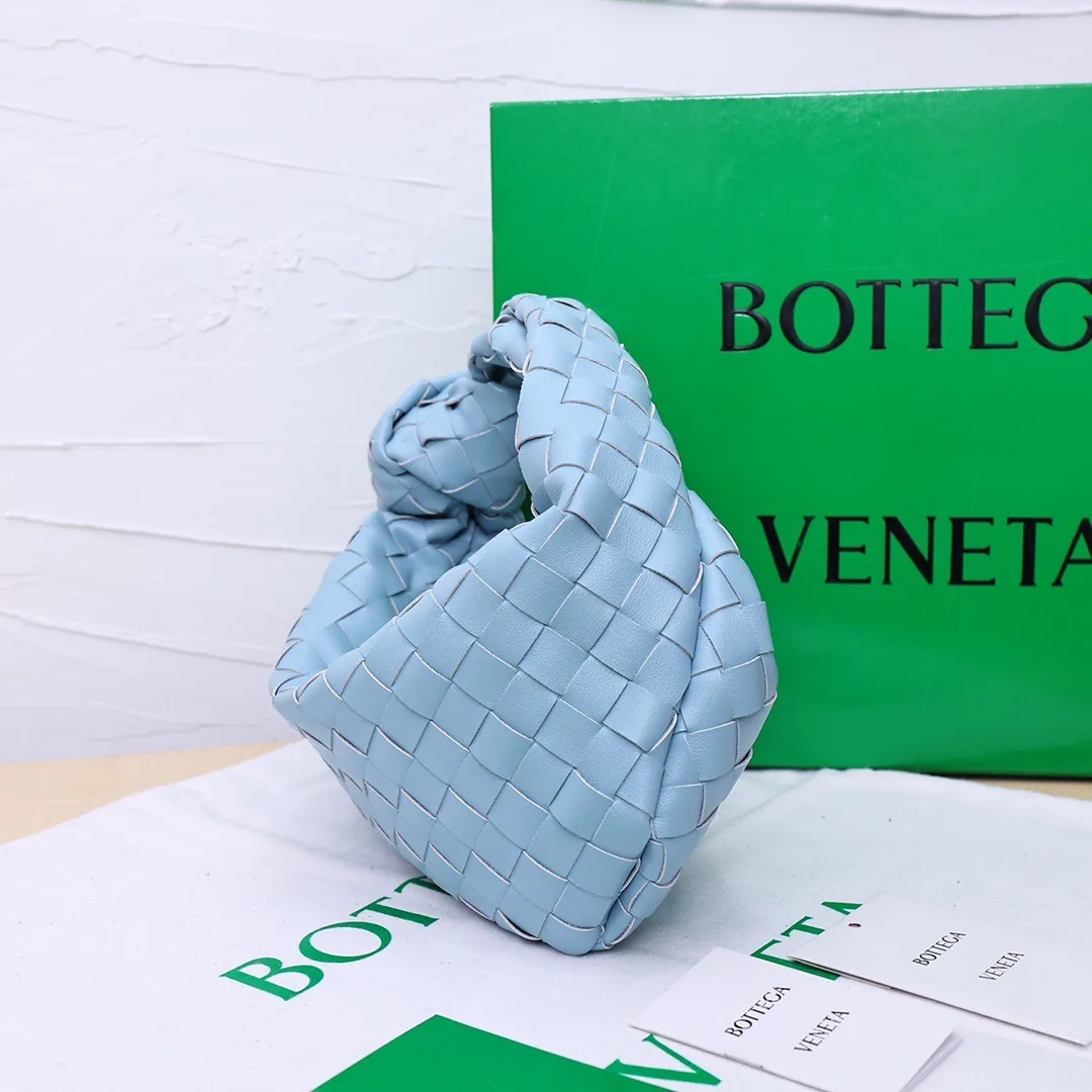 Bottega Veneta Sheepskin Woven Glossy Hobo Bag in Blue · view 2