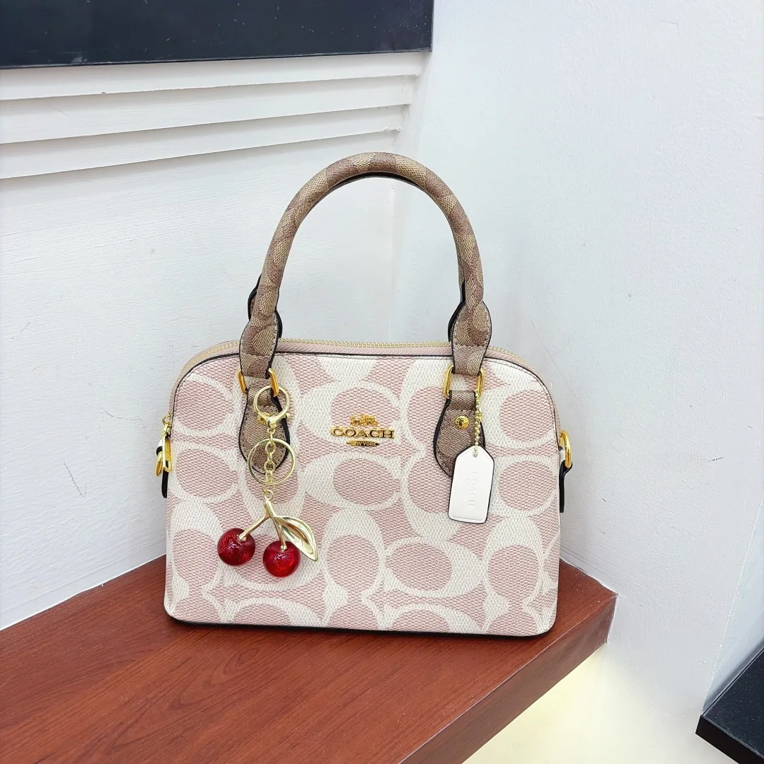 Coach Signature Handbag in Beige & Pink & Black & White & Brown & Grey · view 4