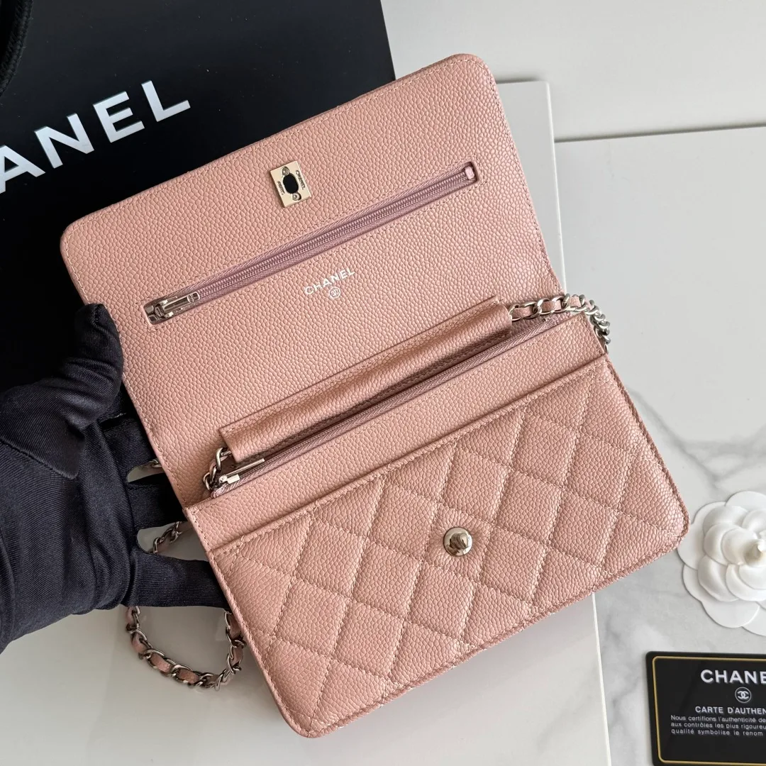 Chanel Calfskin Quilted Clutch in Pink · view 8