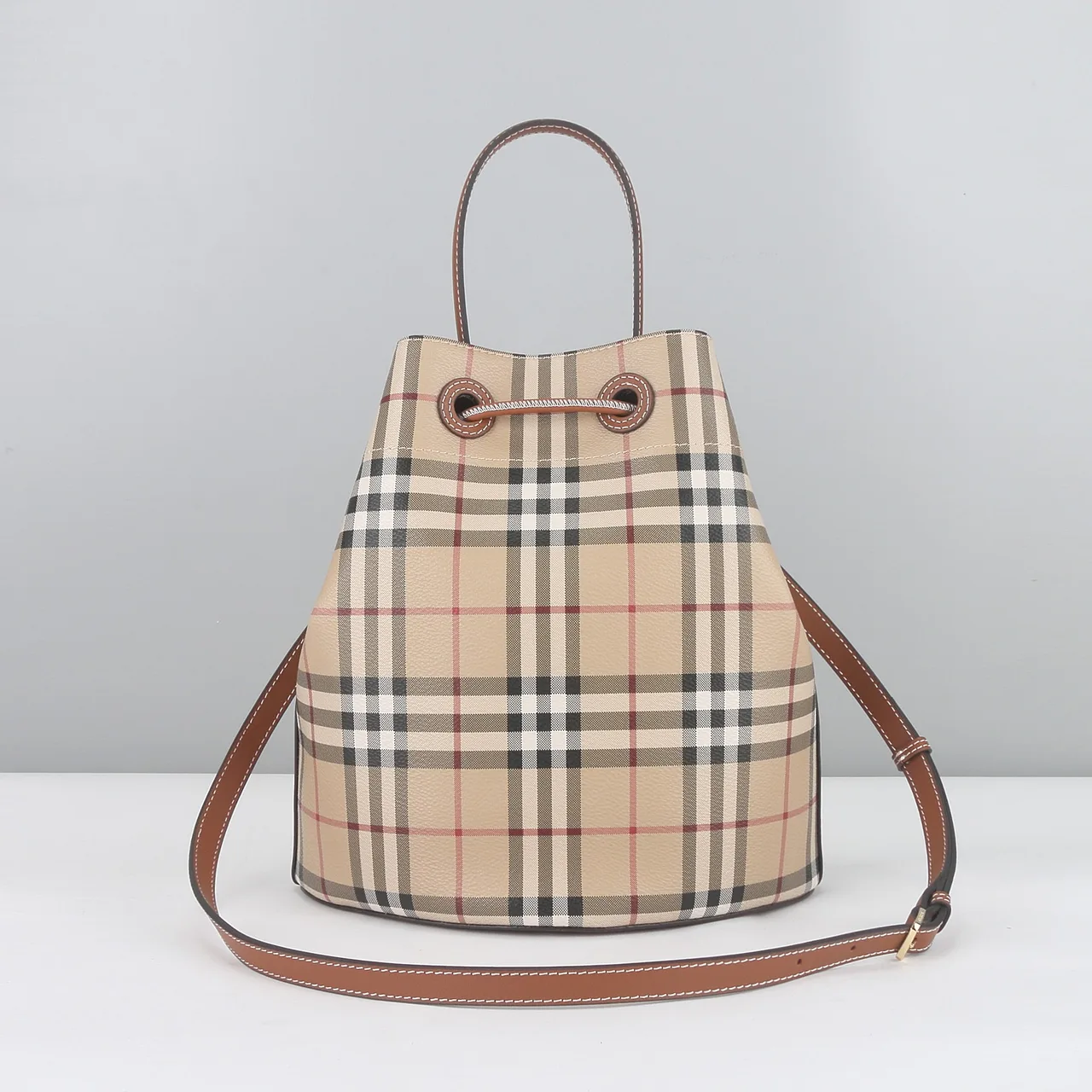 Burberry Check Bucket Bag in Beige · view 3