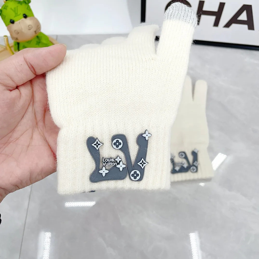 Louis Vuitton Wool Embroidered Hat Scarf and Gloves Set in White · view 8