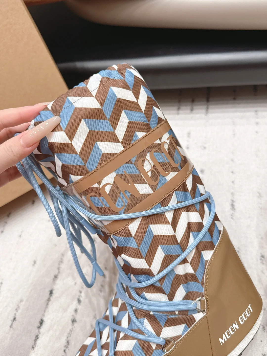 Moon Boot Woven Chevron Snow Boots in Brown · view 8