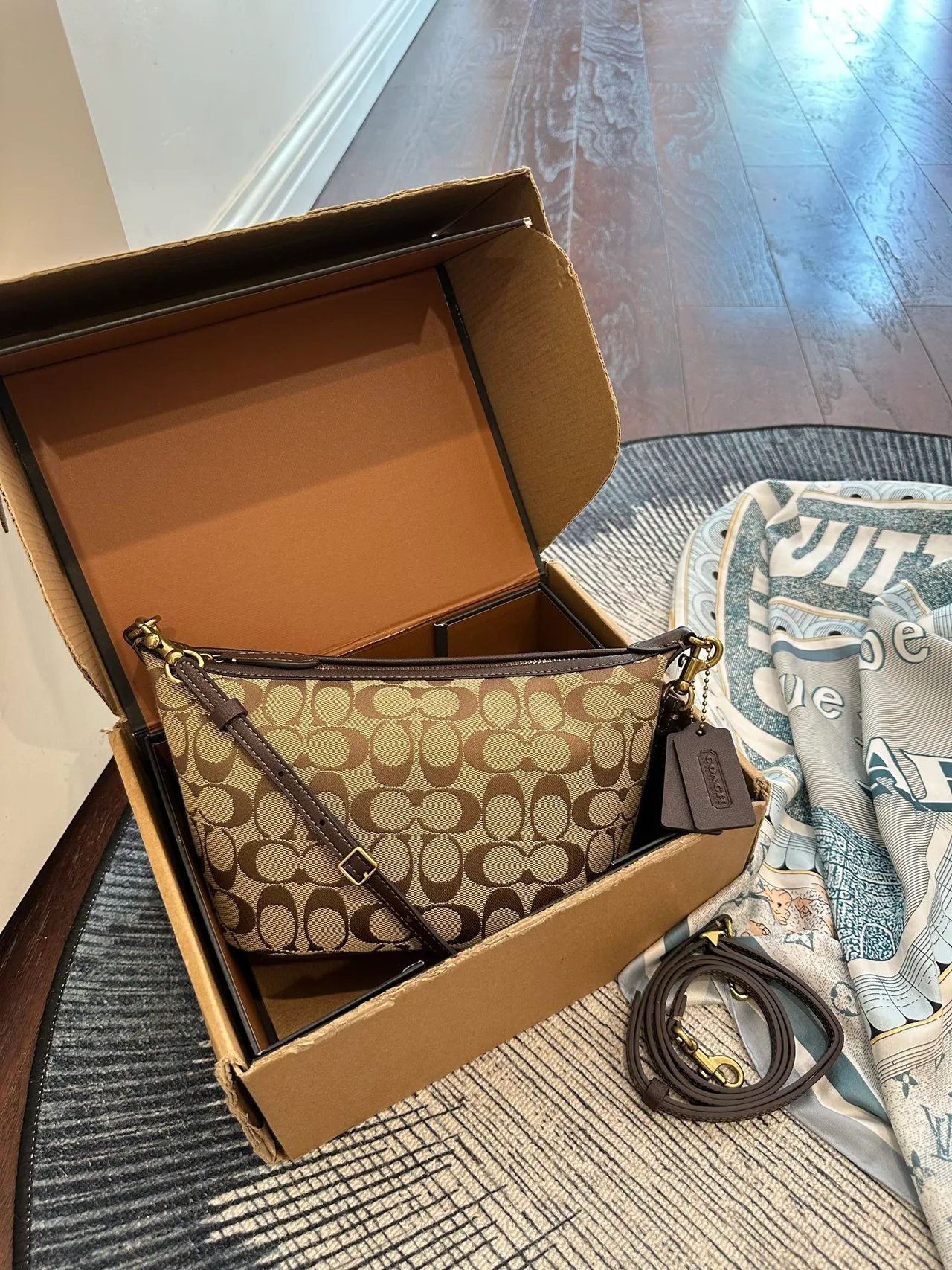 Coach Leather Hobo Bag in Beige · view 1