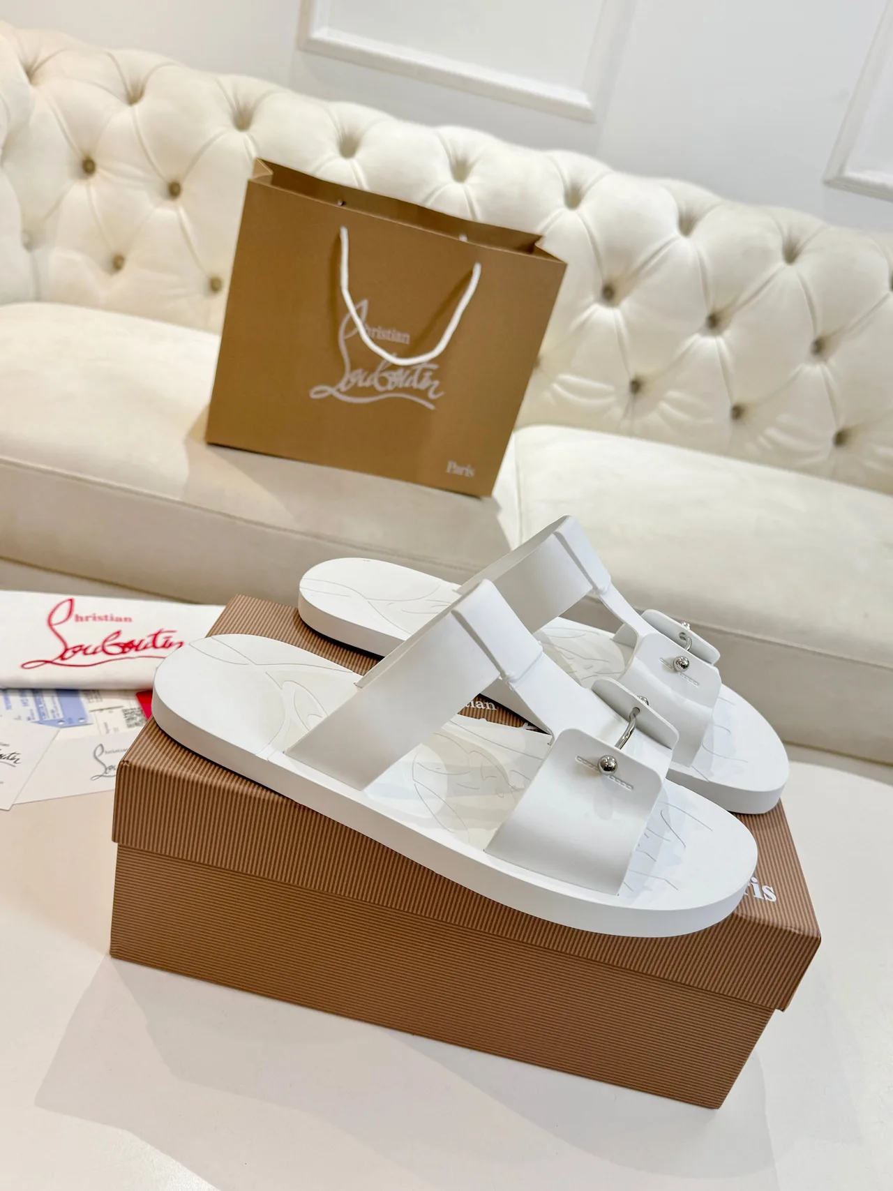 Christian Louboutin Slide Sandals in White · view 2