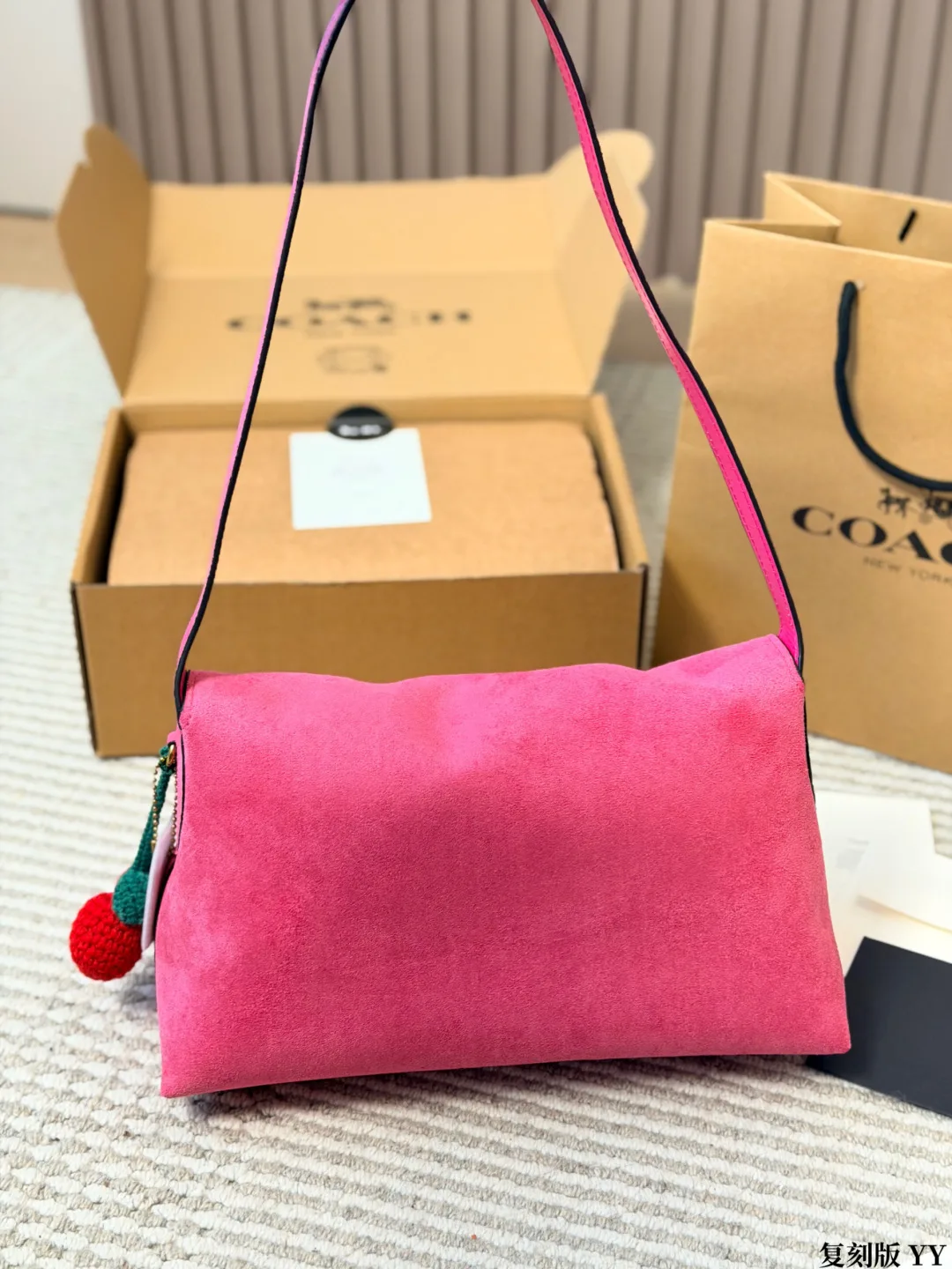 Coach Suede Clutch in Pink · view 2