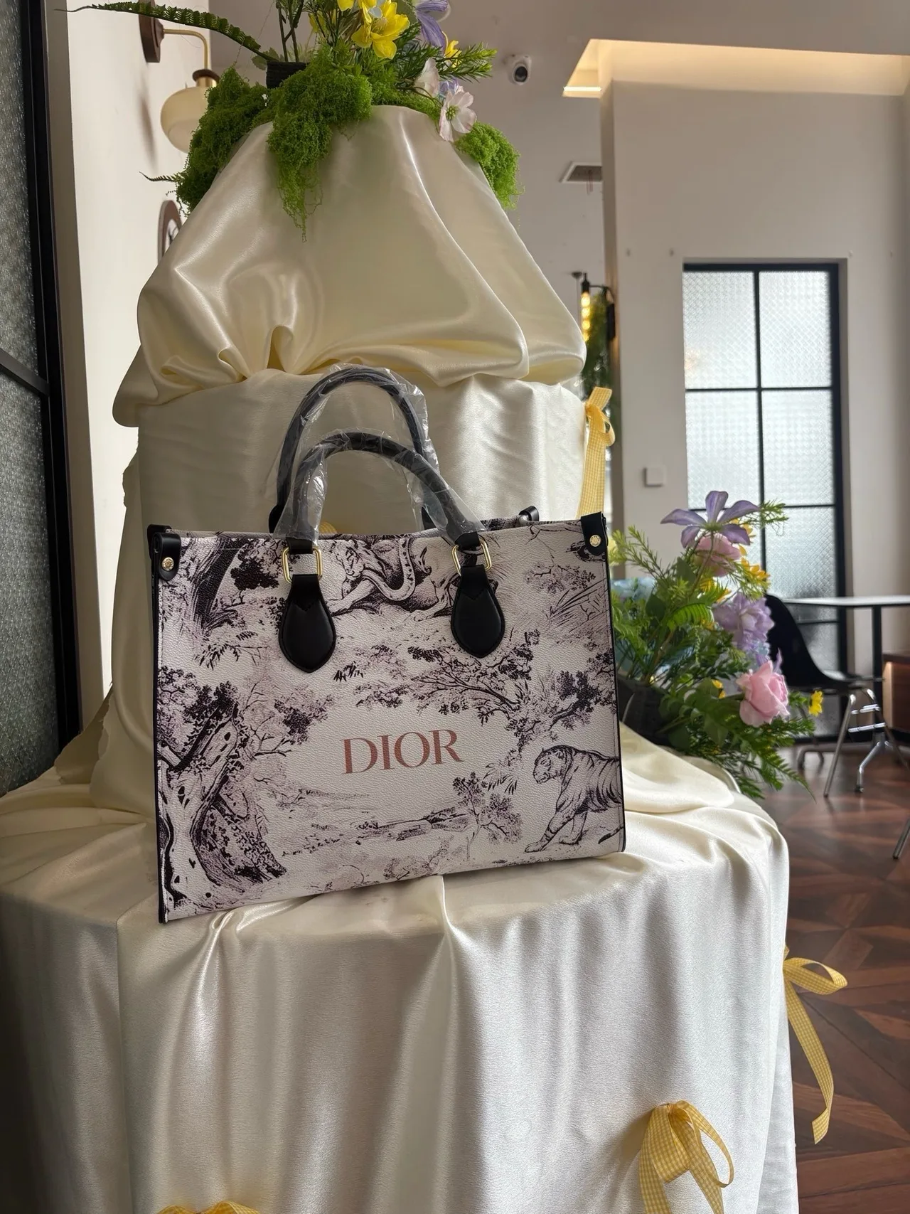 Dior Scenic-Print Structured Tote in White · view 8
