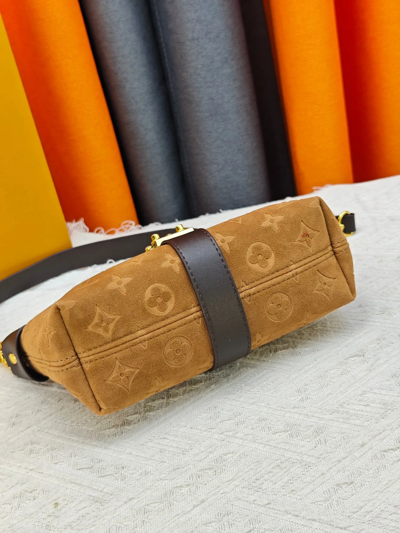Louis Vuitton Suede Canvas Hobo Bag in Brown · view 5