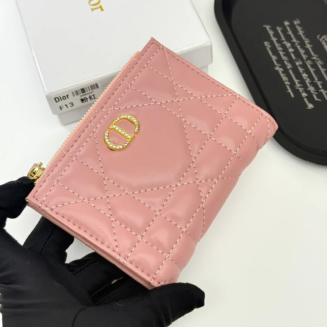 Dior Lambskin Quilted Wallet in Pink · view 3