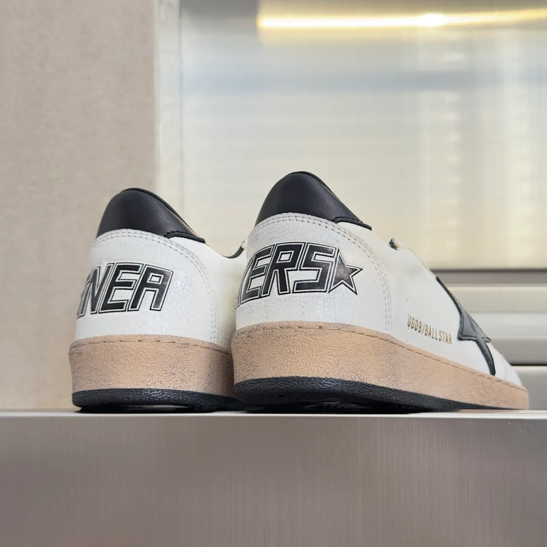 Golden Goose Cowhide Ball Star Sneakers in White · view 8