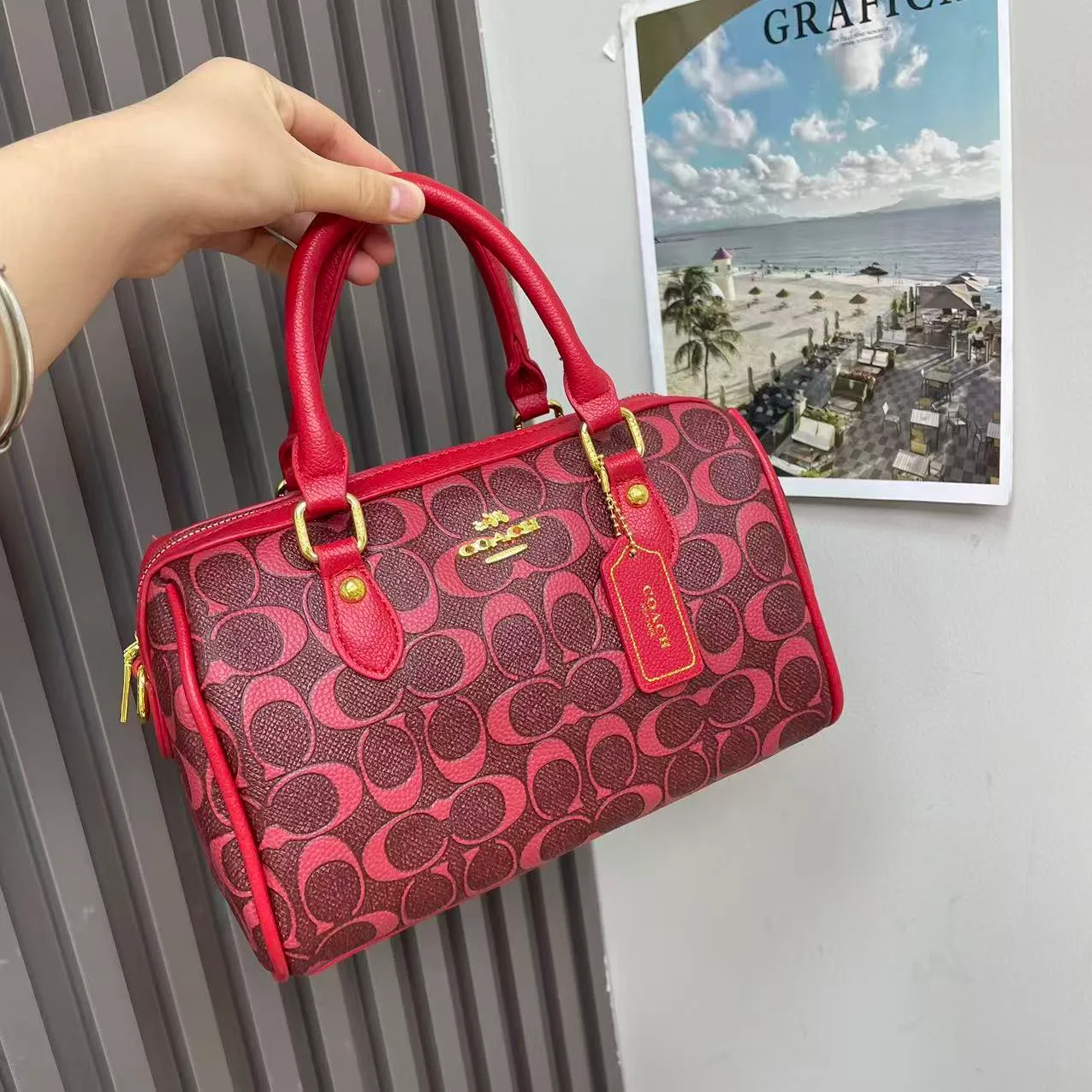 Coach 6603 Satchel in Black & Blue & Red & Brown & Pink & Beige · view 3