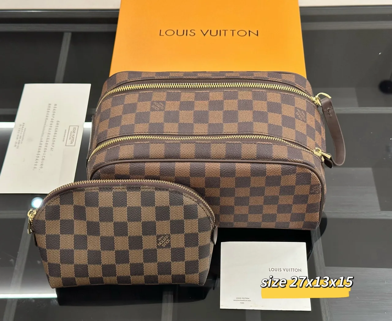 Louis Vuitton Double-Zip Bag in Brown & Grey & White · view 6