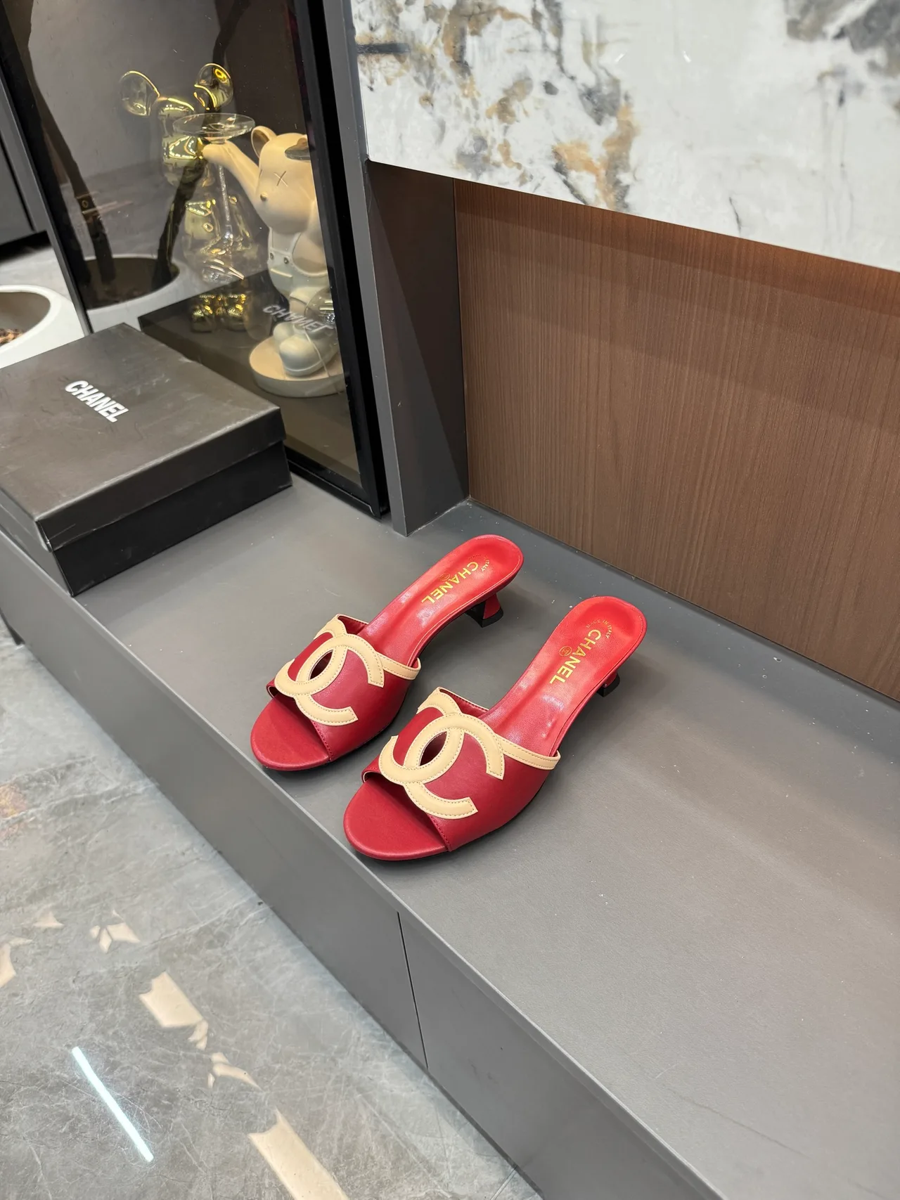 Chanel CC Cutout Heeled Mules in Blue / Pink / White / Yellow · view 6