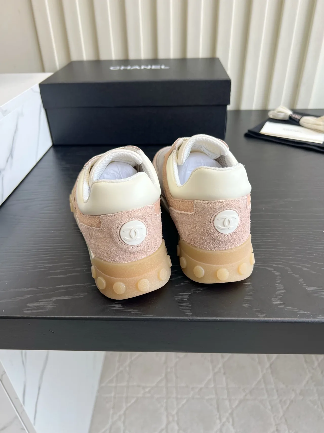 Chanel Suede Denim Sneakers in Pink · view 5