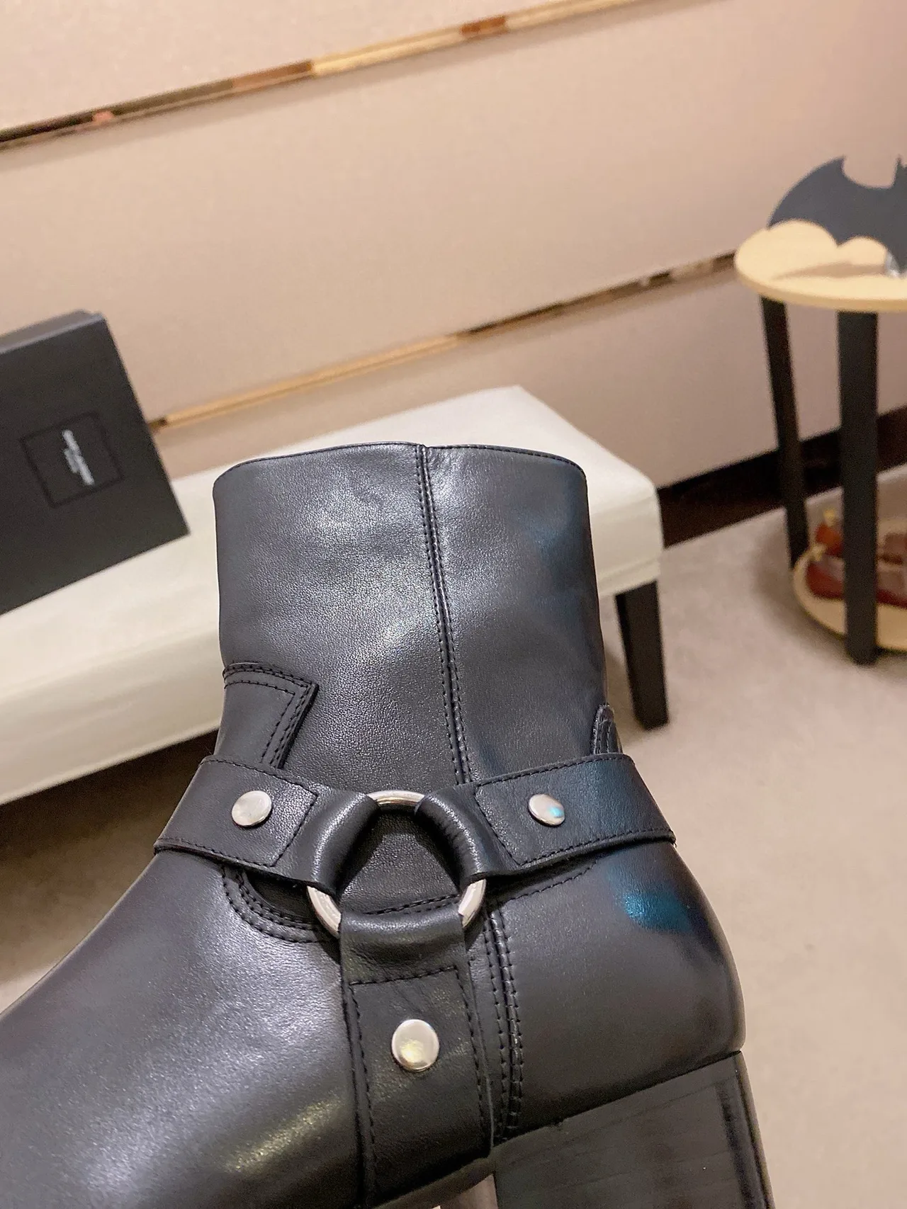 Saint Laurent Cowhide Glossy Pointed-Toe Boots in Black · view 6