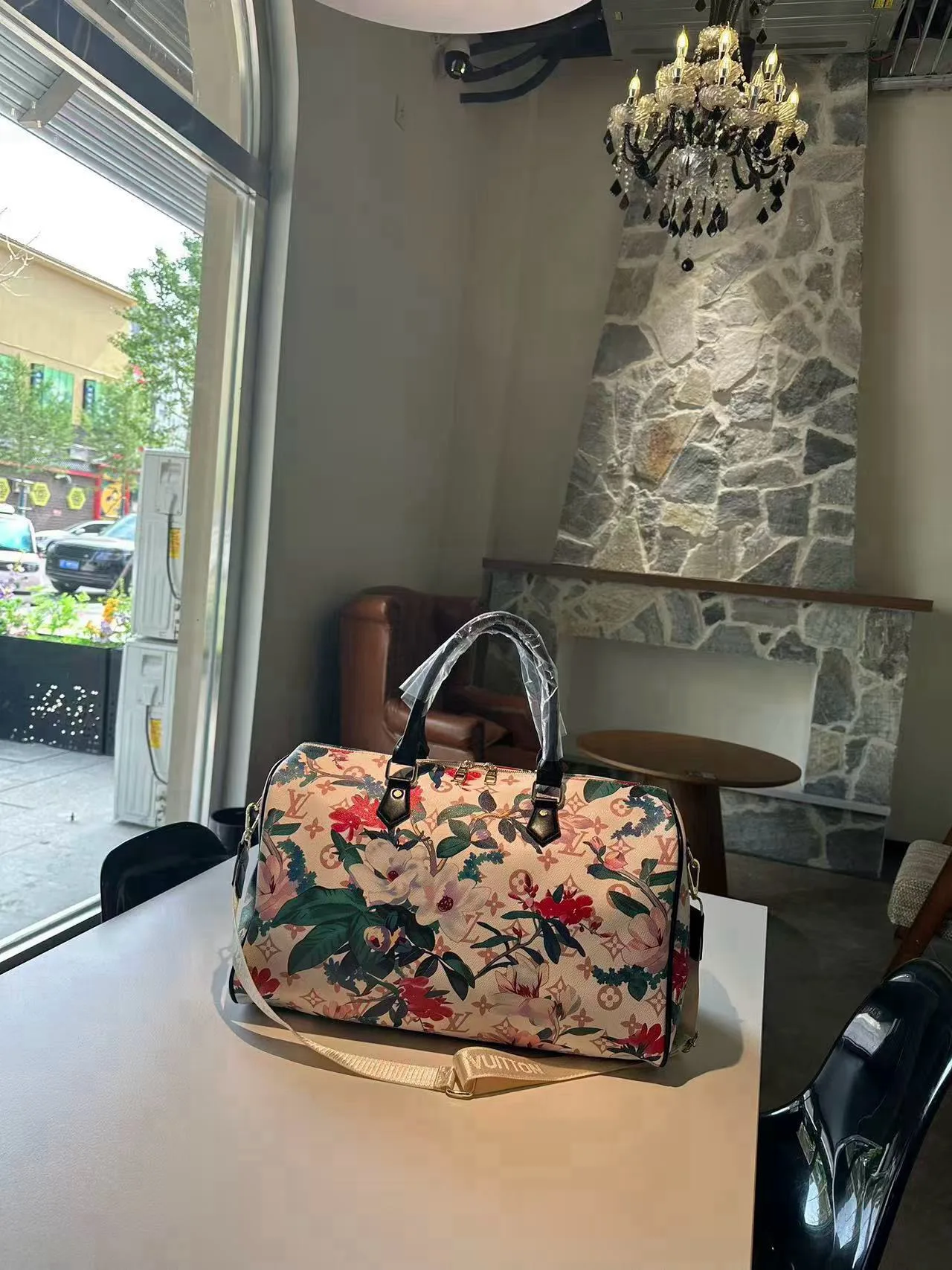 Louis Vuitton Floral Monogram Duffel Bag in White · view 3