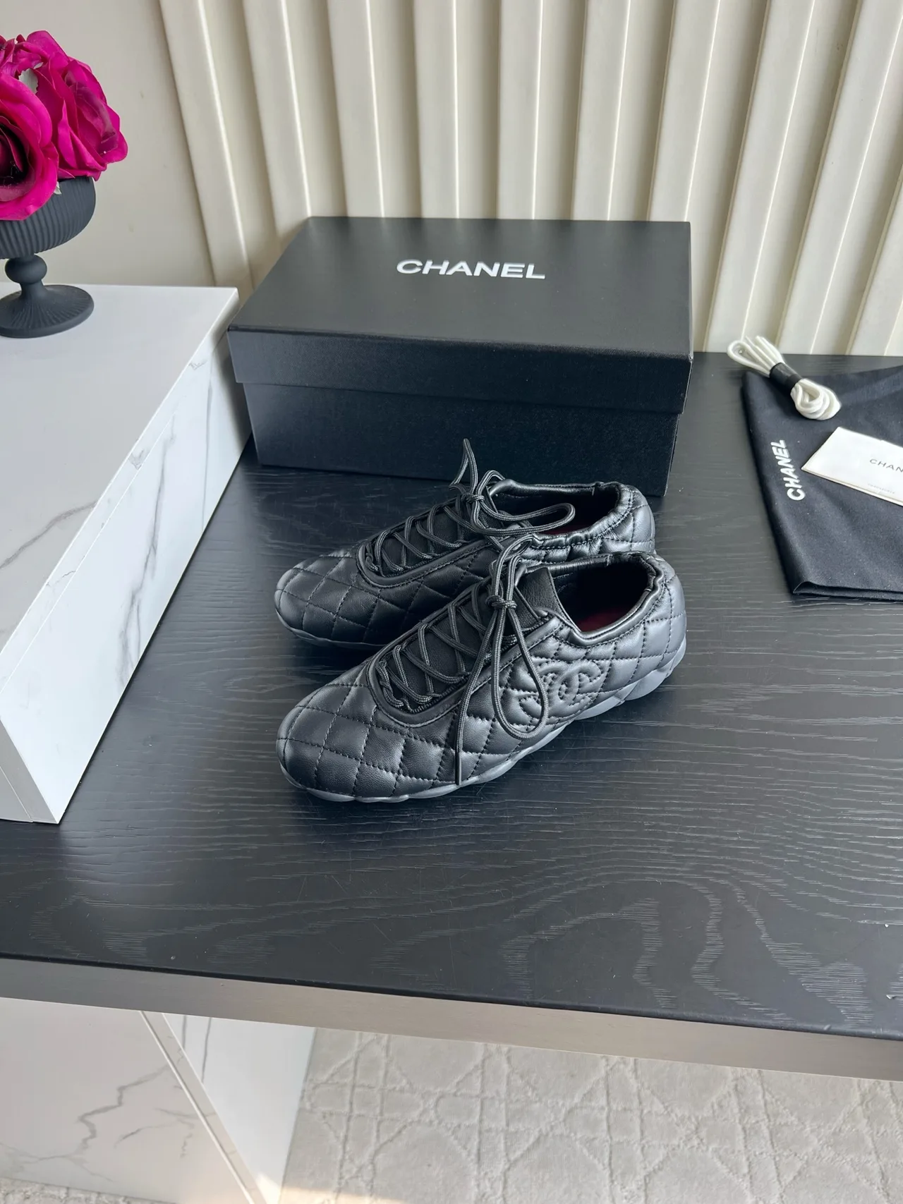 Chanel Sheepskin Smooth Sneakers in Black · view 4