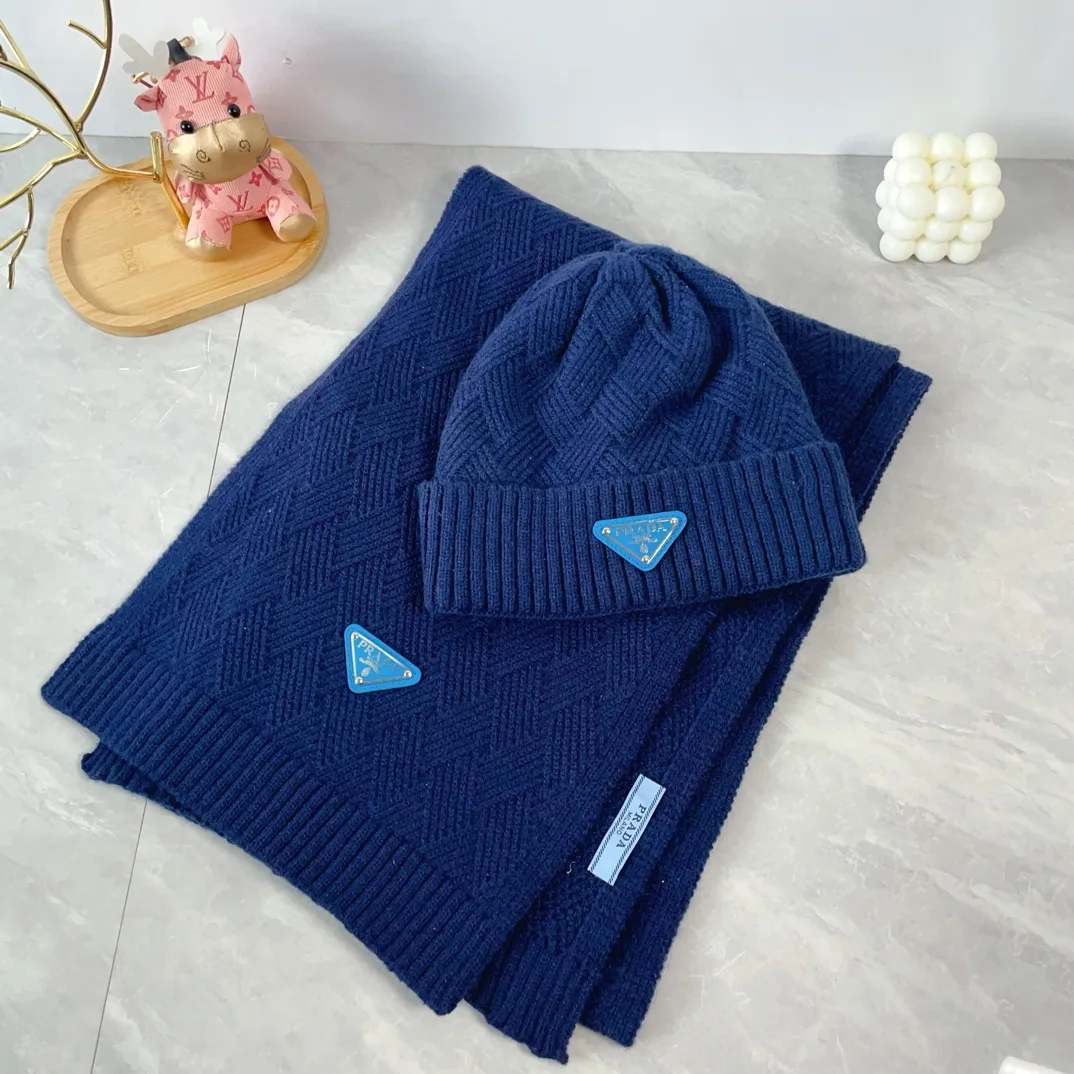 Prada Wool Beanie and Scarf Set in Blue · view 4