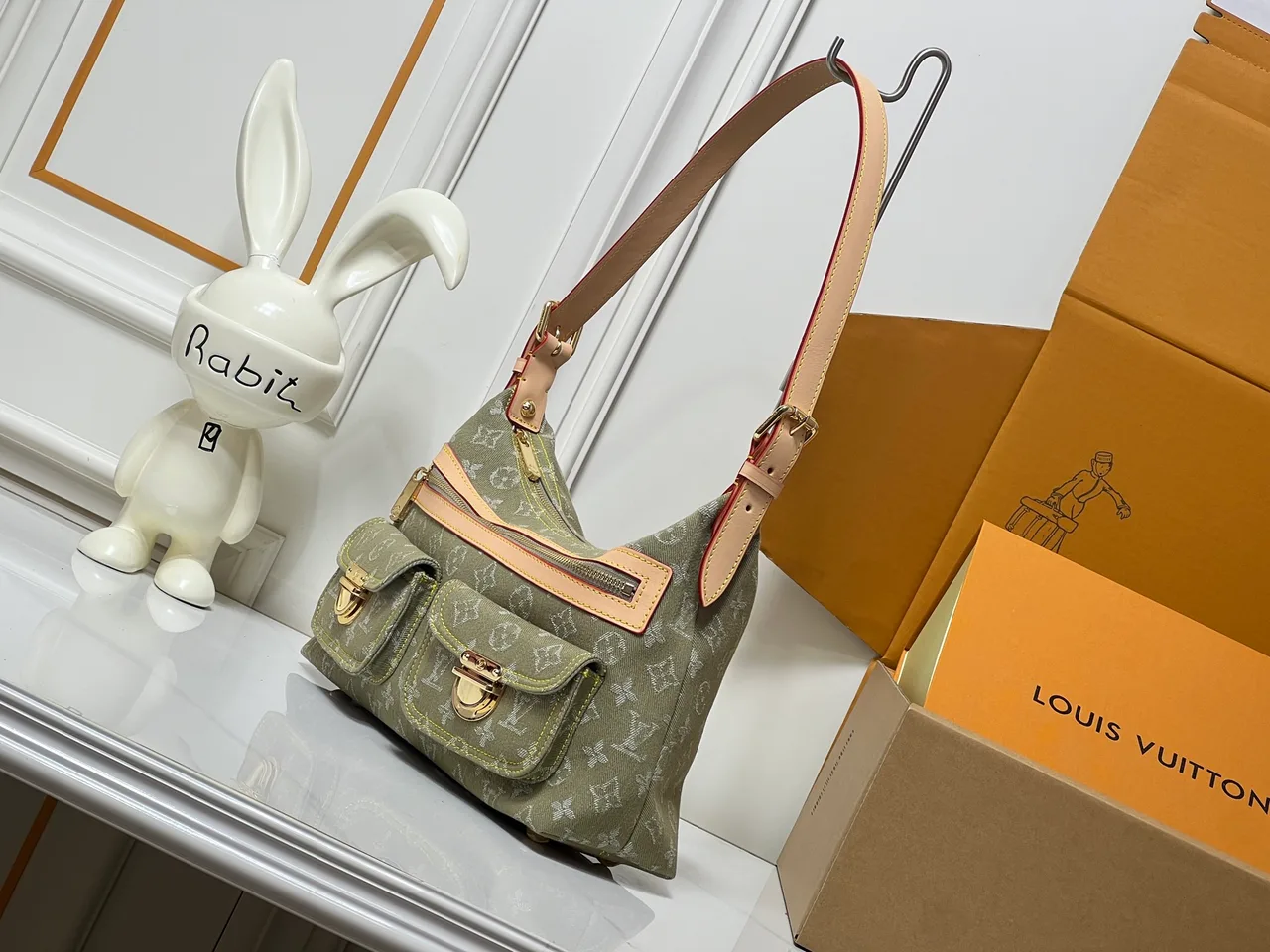 Louis Vuitton Denim Monogram Hobo Bag in Green · view 3