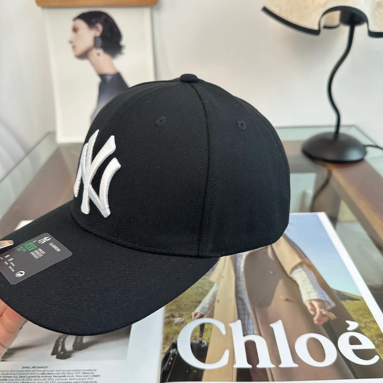 Embroidered NY Letter Baseball Cap in Black · view 7